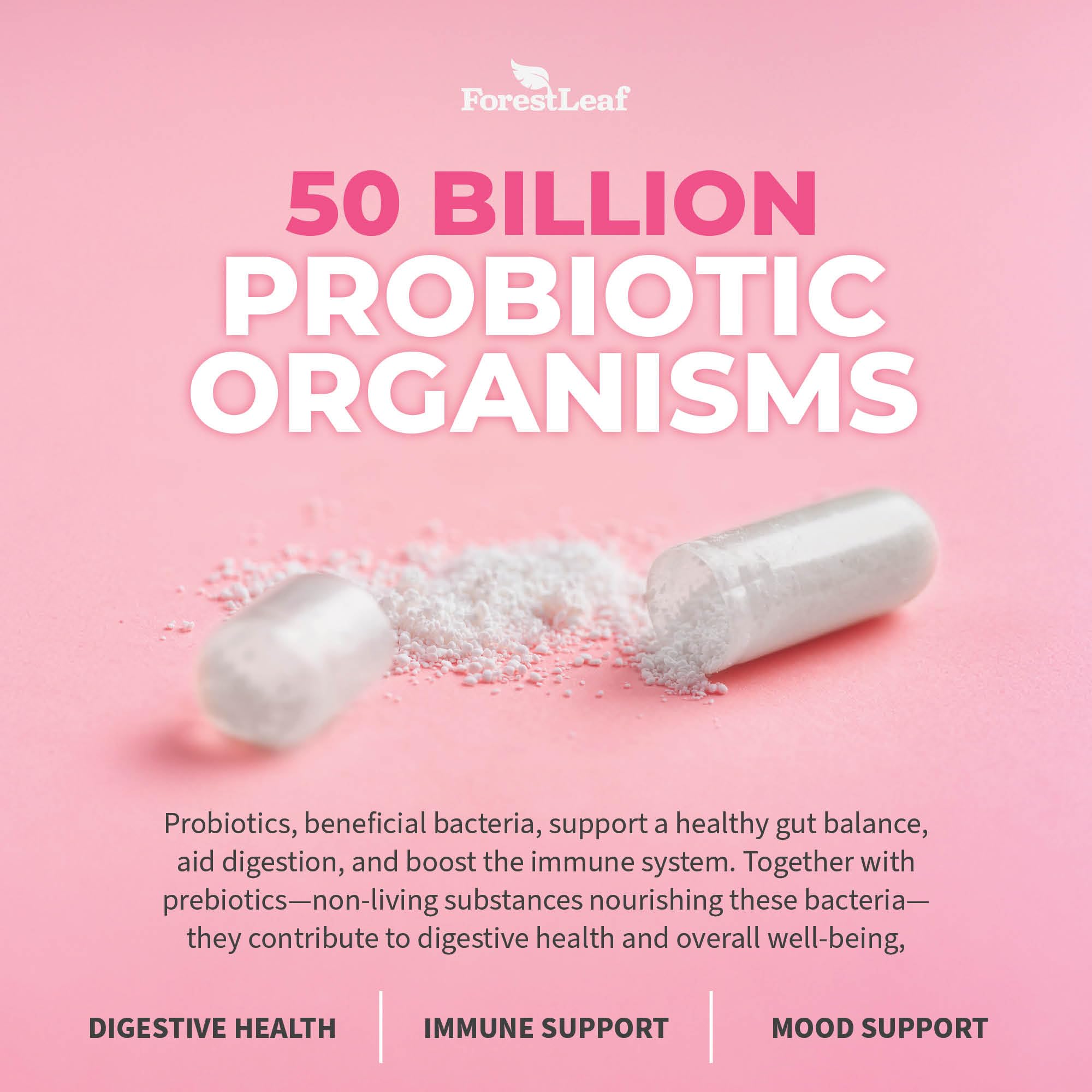 ForestLeaf Womens Probiotic 50 Billion CFU with Organic Prebiotics, Digestive Enzymes ForestLeaf uk supplements