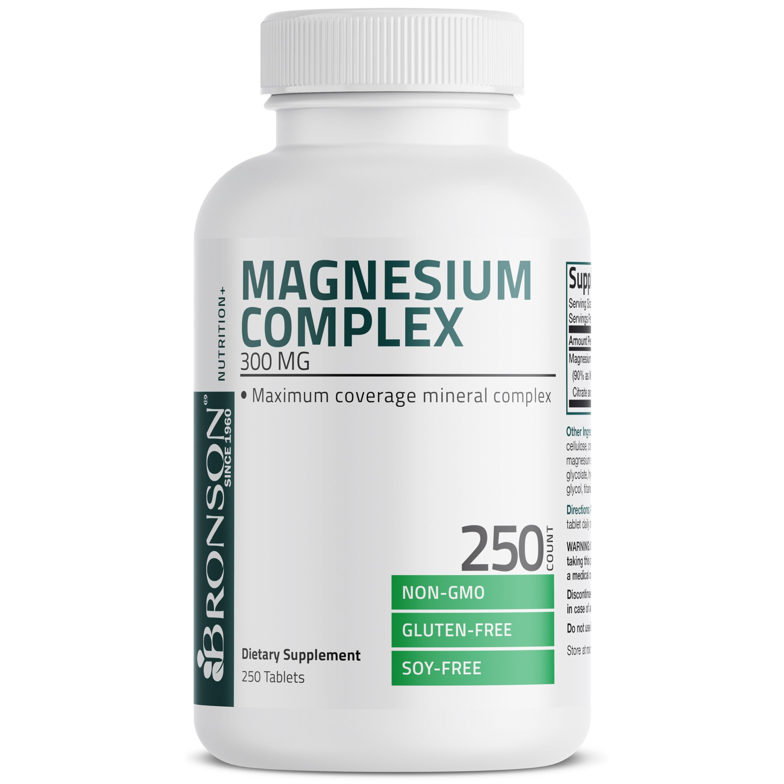 Bronson Triple Magnesium Complex Maximum Coverage 300mg - Non-GMO Formula, 250 Tablets Bronson uk supplements