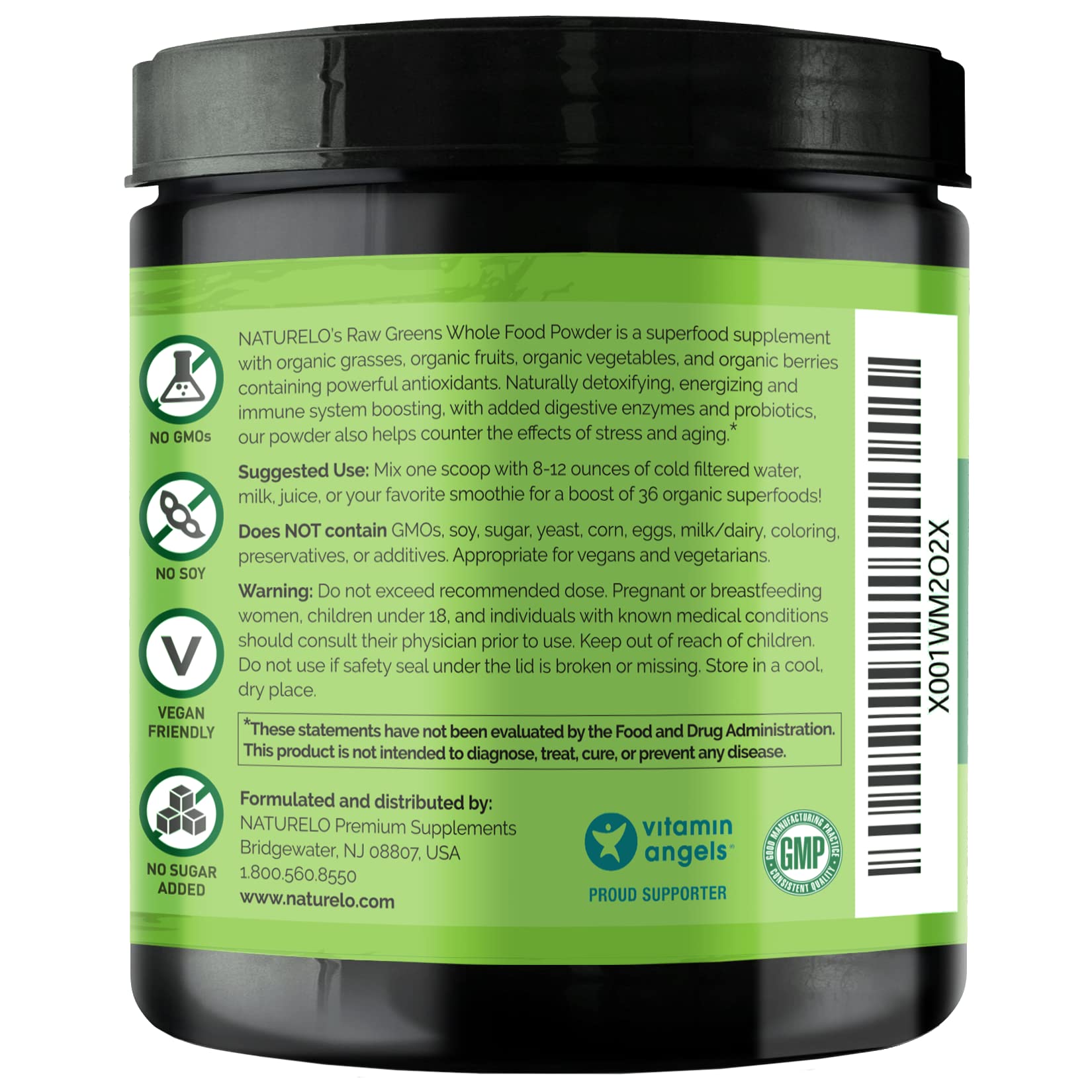NATURELO Raw Greens Superfood Powder - Wild Berry Flavor - Boost Ener NATURELO uk supplements