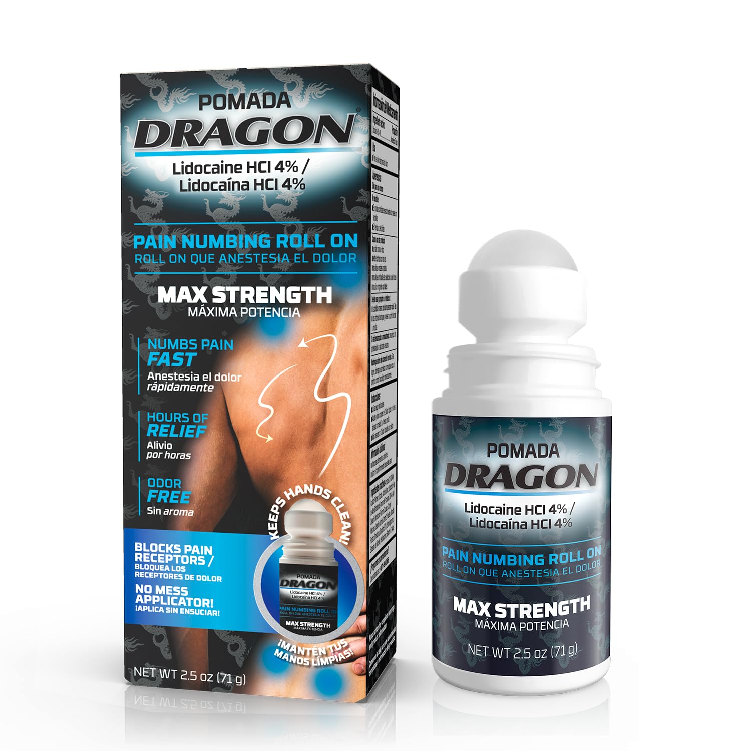 Dragon Lidocaine Roll On Maximum Strength, Numbing Cream for Pain Relief, Foot, Heel, Muscle, Nerve, Lidocaine Pain Relief, No Mess, Roll On Lidocaine for Joints, 2.5 oz DRAGON uk supplements