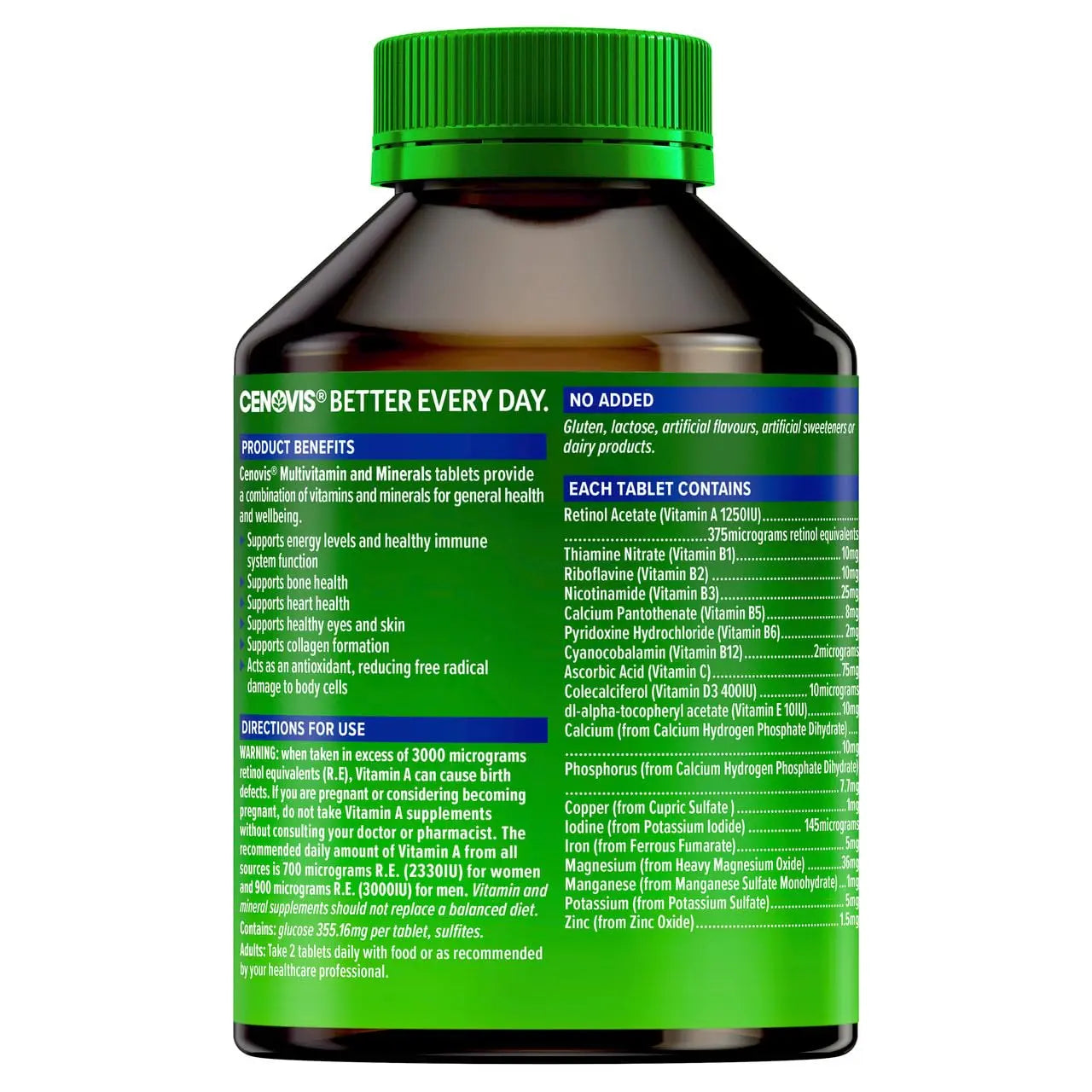 Cenovis Multivitamin and Minerals 200 Tablets Cenovis uk supplements