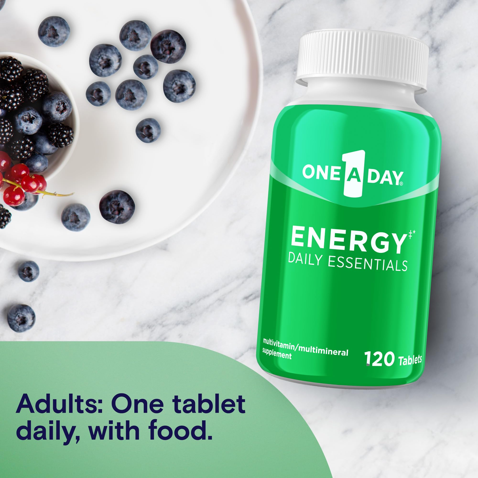 One A Day Energy Daily Essentials Multivitamin, Energy Supplement to Support Mental Alertness and Immune Health with Vitamins A C, D, E, Zinc and Caffeine, 120 Count ONE A DAY uk supplements