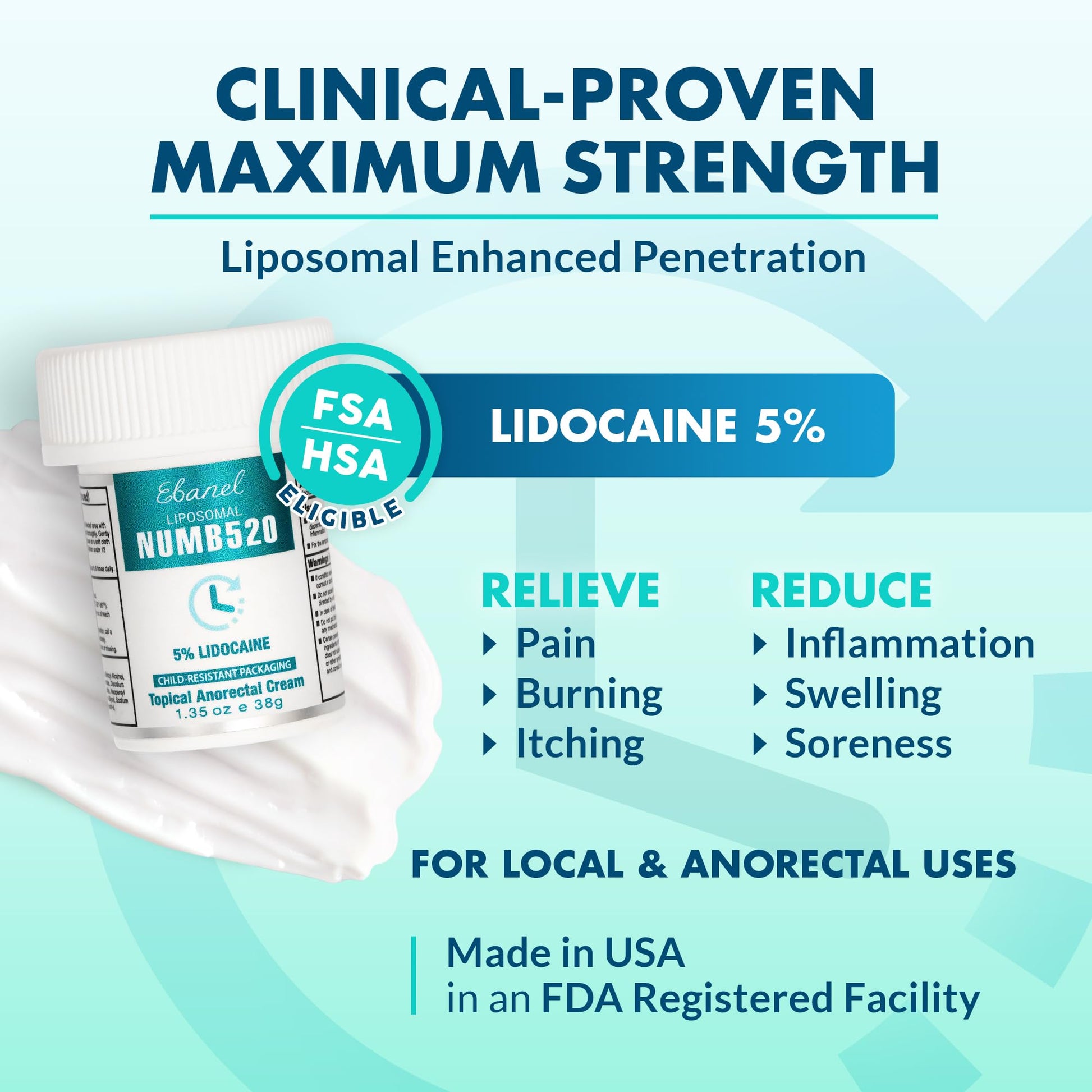 Ebanel 5% Lidocaine Numbing Cream, 2-Pack Pain Relief Burn Itch Numb Cream, Maximum Strength Topical Anesthetic with Allantoin, Vitamin E for Local and Anorectal Uses, Hemorrhoid Treatment Ebanel uk supplements