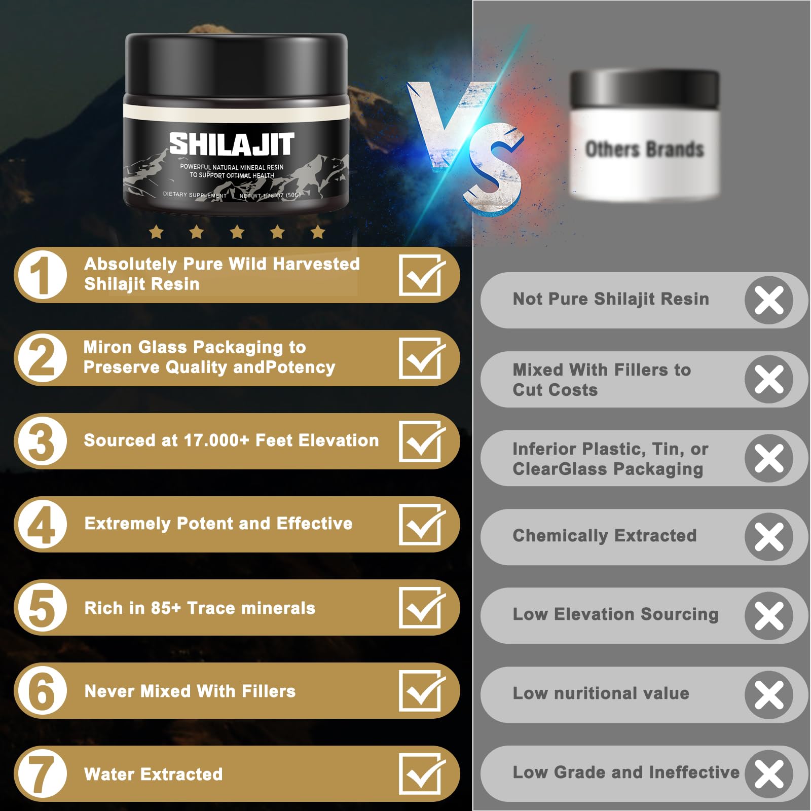 Shilajit Pure Himalayan Organic Shilajit Resin - Gold Grade 100% Shilajit Supplement Scarremover uk supplements