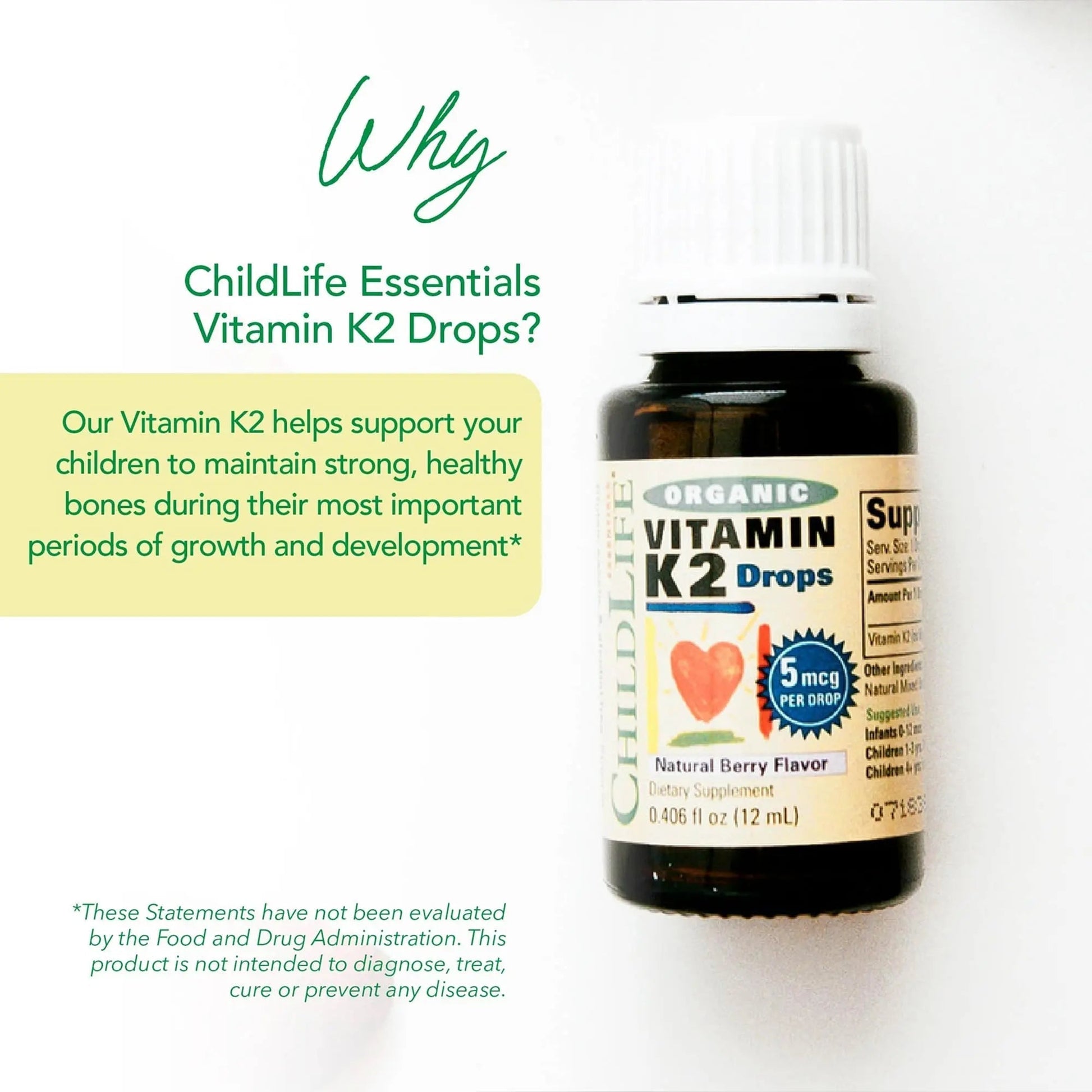 CHILDLIFE Essentials Organic Vitamin K2 Drops - Infant Toddler Baby Vitamin K, K2 Supplement, Vitamin K2 MK7, Liquid K2, Vitamin K Drops CHILDLIFE ESSENTIALS uk supplements