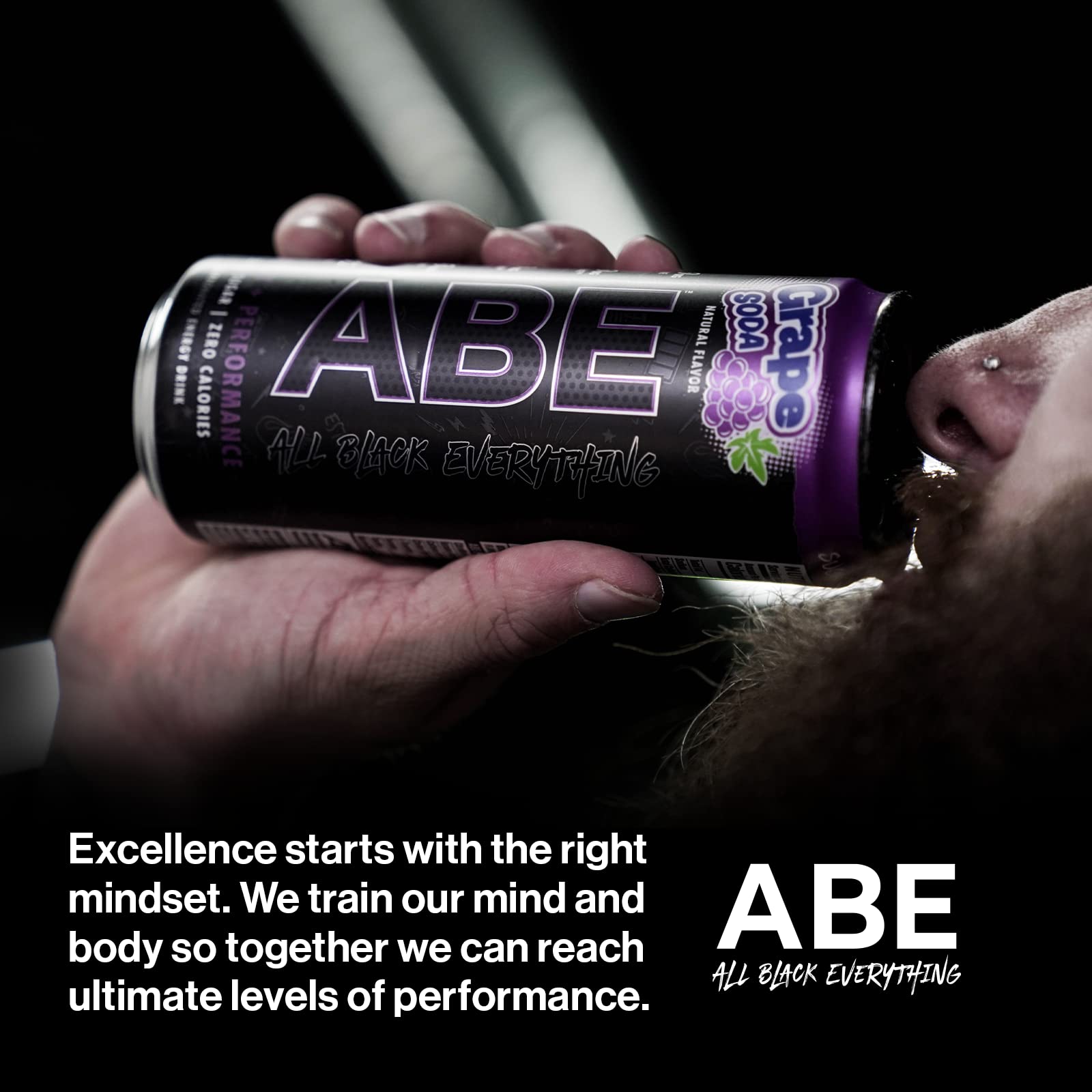 ABE Energy + Performance Sugar Free Energy Drink - All Black Everything Drink ABE all black everything uk supplements