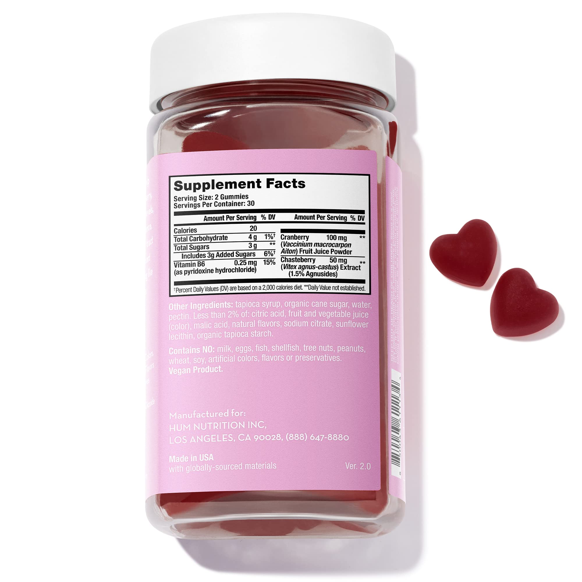 HUM Nutrition SOS PMS Gummies, PMS Support Supplement for Women, Support Cycle Symptoms, Bloating, Hormonal Balance, Includes Vitamin B6, Cranberry & Chasteberry Vitex, Gluten Free, 60 Vegan Gummies HUM uk supplements