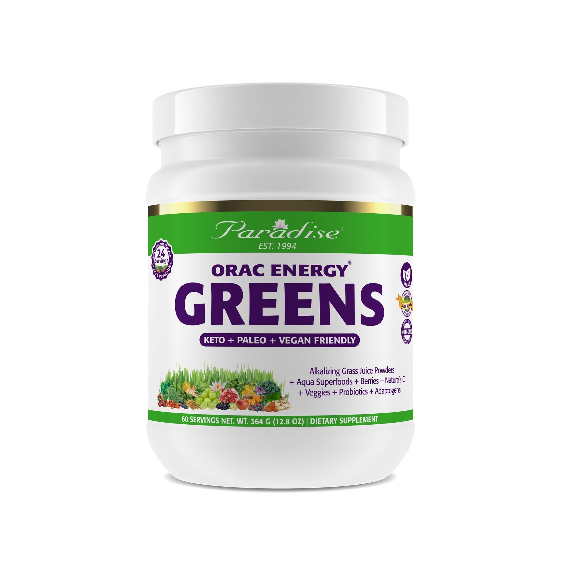 Paradise ORAC Energy Greens Powder Extract, Super Antioxidants, Probiotics for Gut Paradise Herbs uk supplements