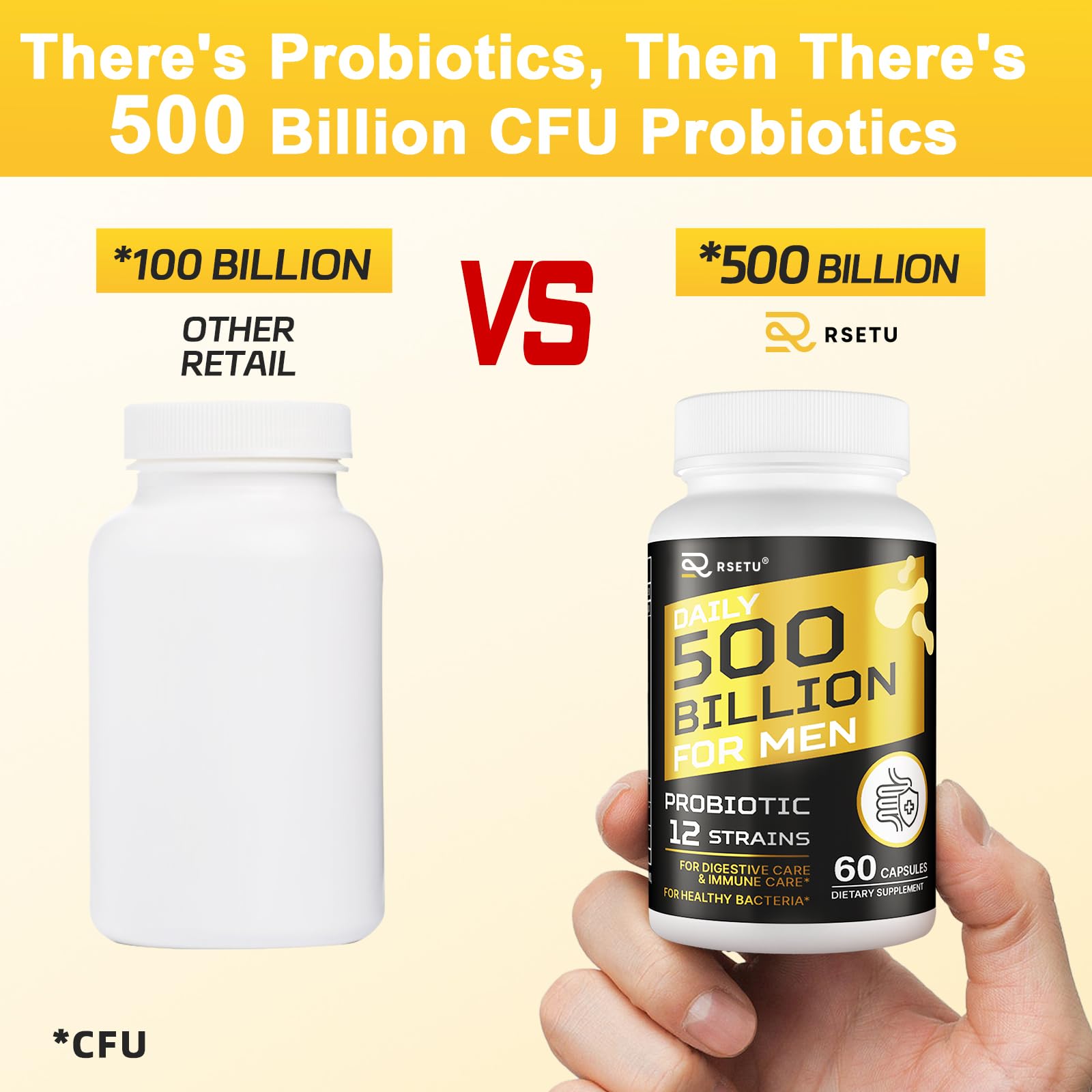Probiotics for Men, 500 Billion CFUs & 12 Strains Mens Probiotic with Turmeric Cranberry, Goji, Gut Health for Men, for Digestive Health, Gut, Bloating & Gas, Immune, Energy Support, 120-Day Supply RSETU uk supplements