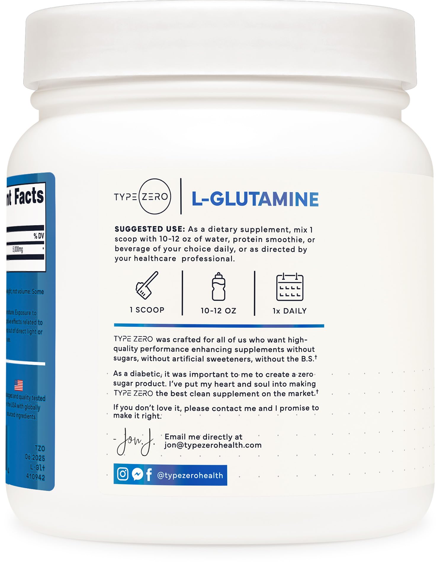 Type Zero L-Glutamine Powder (500G) 3-Month Supply Pure L-Glutamine Supplement - Vegan, Gluten Free, No Fillers Type Zero uk supplements