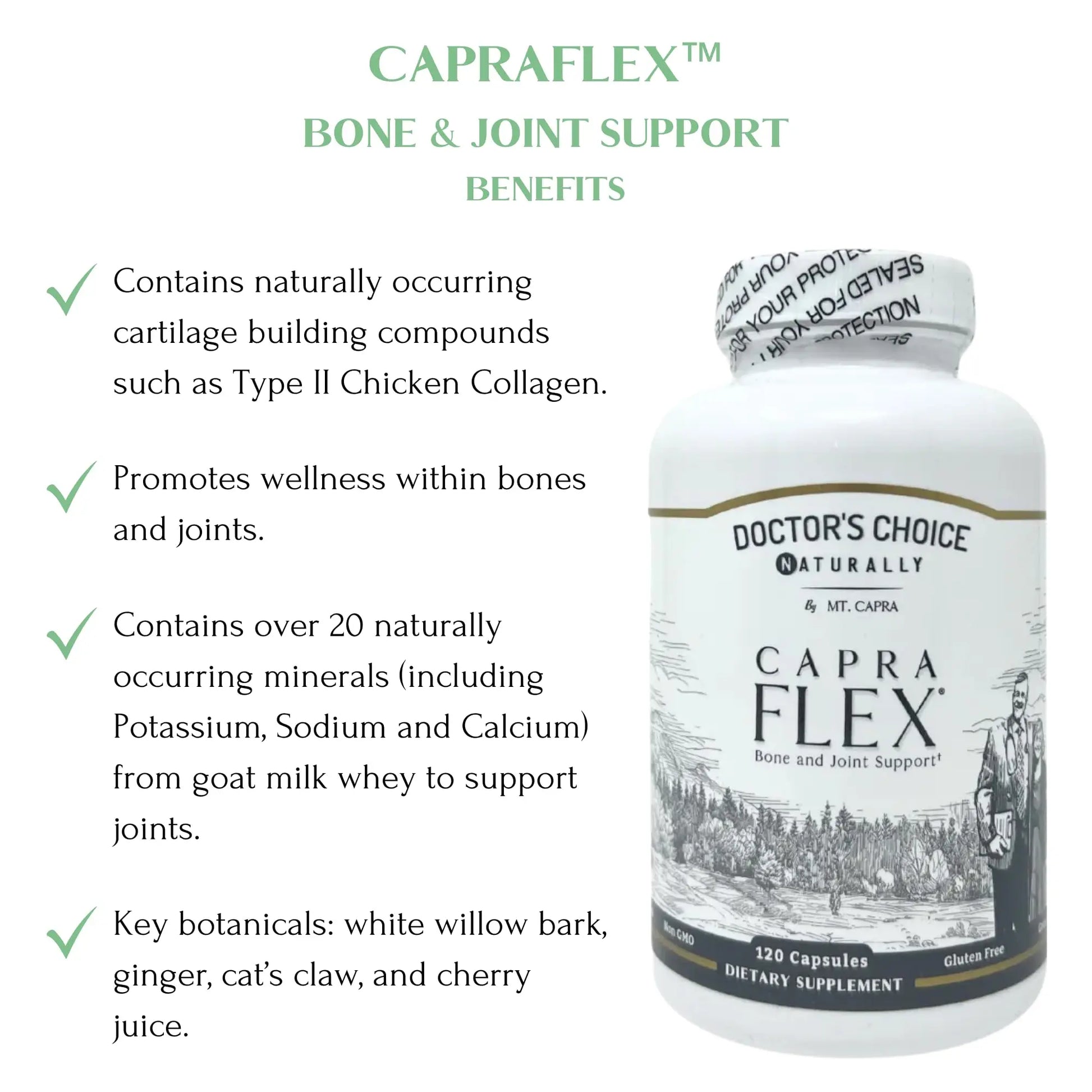 CapraFlex by Mt. Capra | Bone and Joint Support Supplement with Chicken Collagen, Hyaluronic Acid, Turmeric, and Herbs for Joint Vitality | 30 Servings - 120 Capsules Mt Capra uk supplements