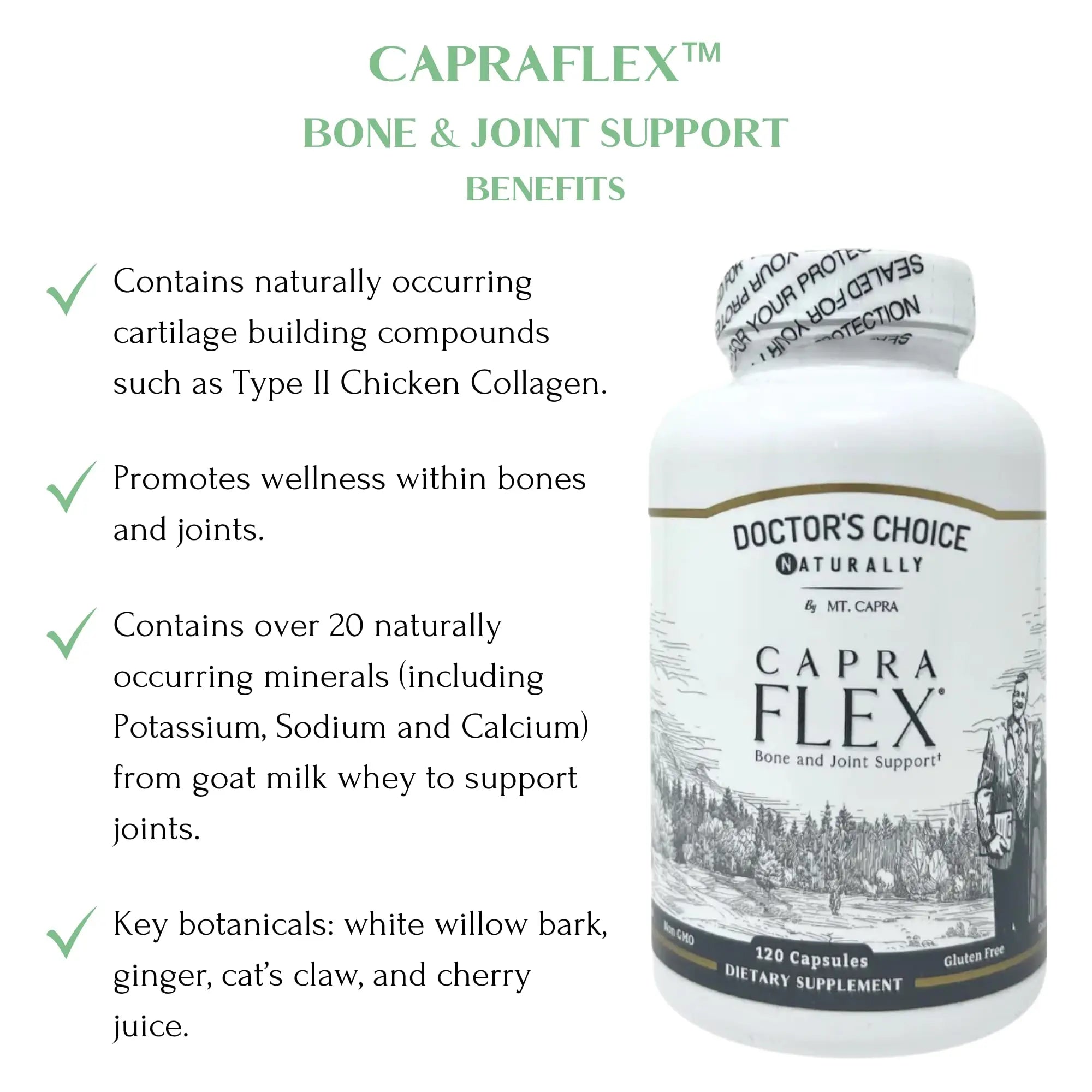 CapraFlex by Mt. Capra | Bone and Joint Support Supplement with Chicken Collagen, Hyaluronic Acid, Turmeric, and Herbs for Joint Vitality | 30 Servings - 120 Capsules Mt Capra uk supplements
