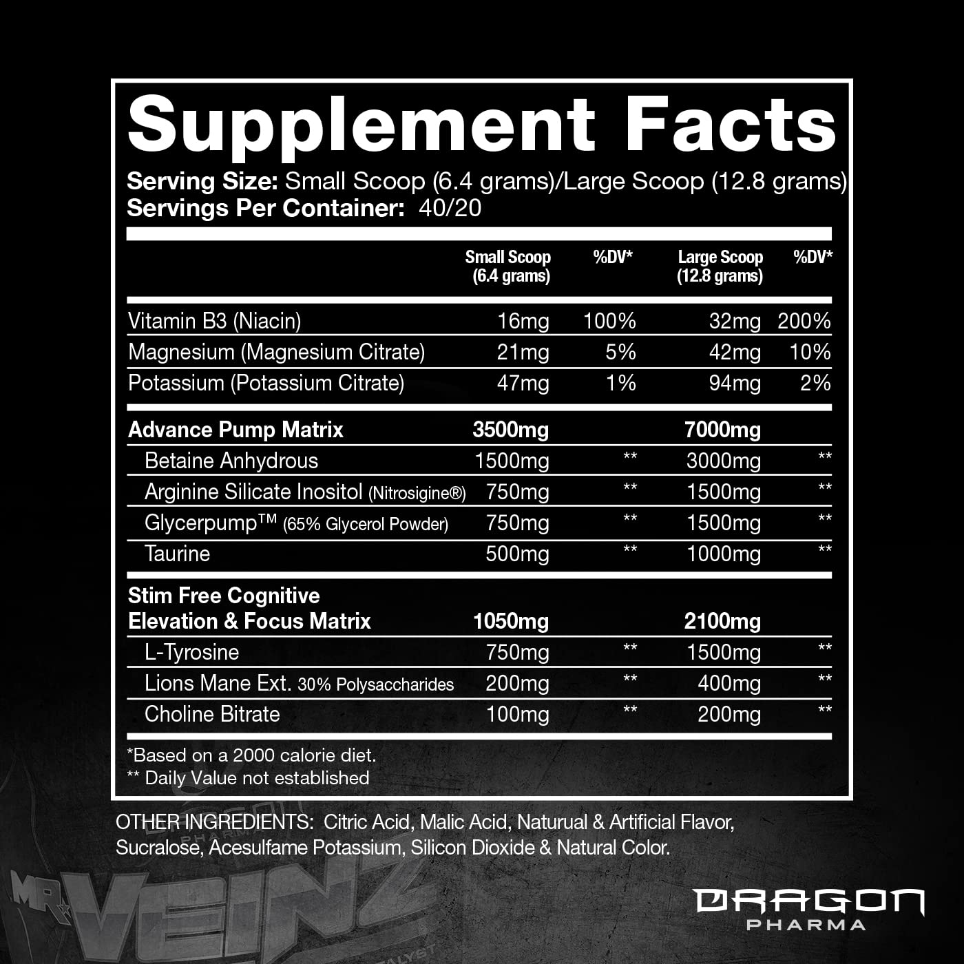 DRAGON PHARMA Mr. Veinz Stim Free Pre-Workout, Extreme Pump & Nootropic Catalyst DRAGON PHARMA uk supplements