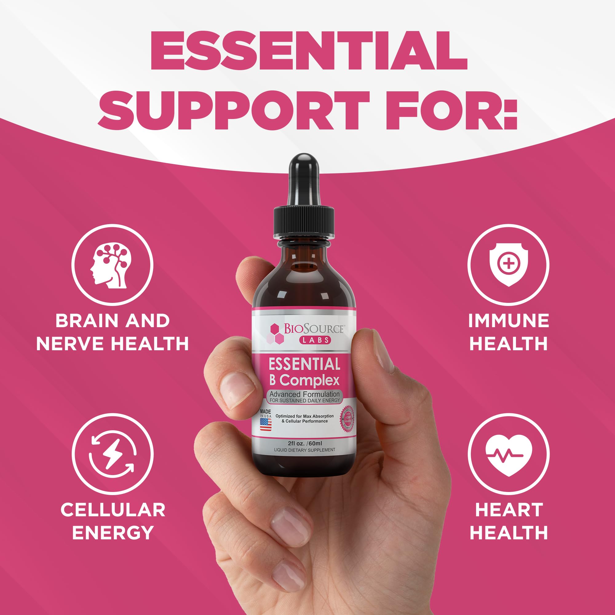 BioSource Labs Essential B Complex - Daily Vegan Vitamin B-Complex Sublingual Liquid BioSource Labs uk supplements