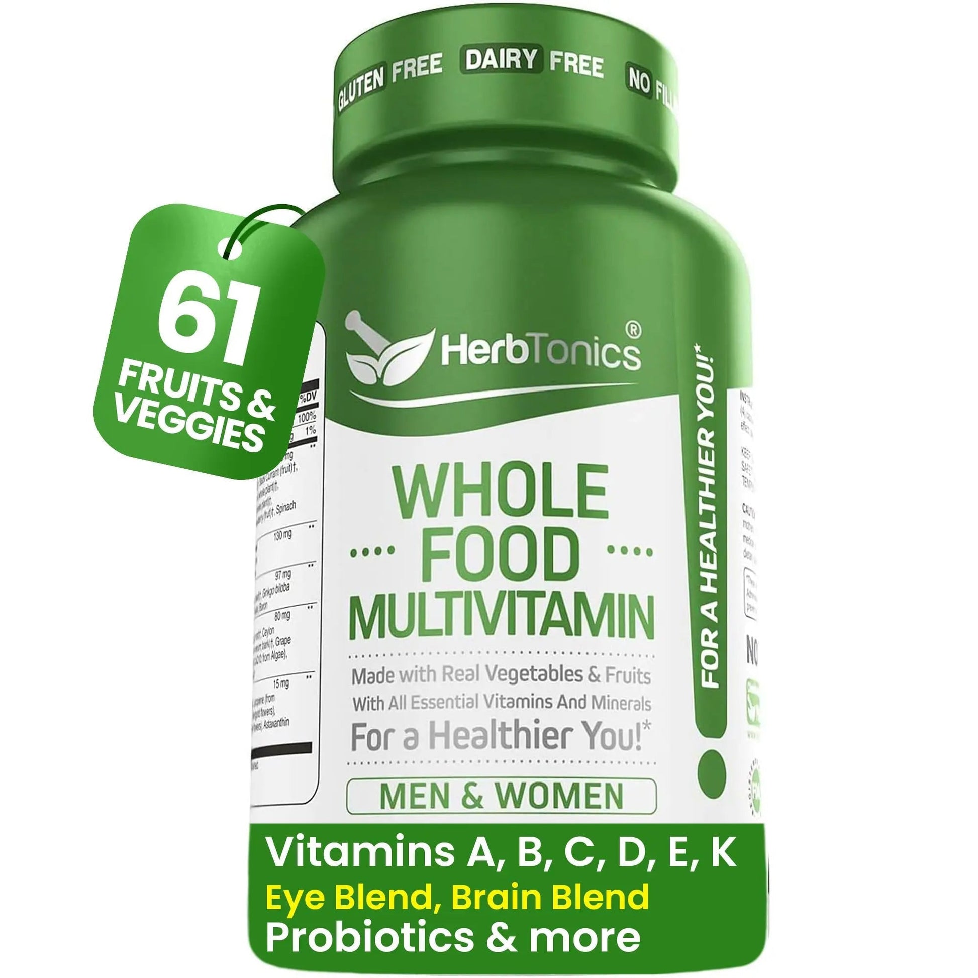 Herbtonics Whole Food Multivitamin for Men & Women – Vegan Multivitamin with Real Fruits & Veggies, Probiotics, CoQ10 Herbtonics uk supplements