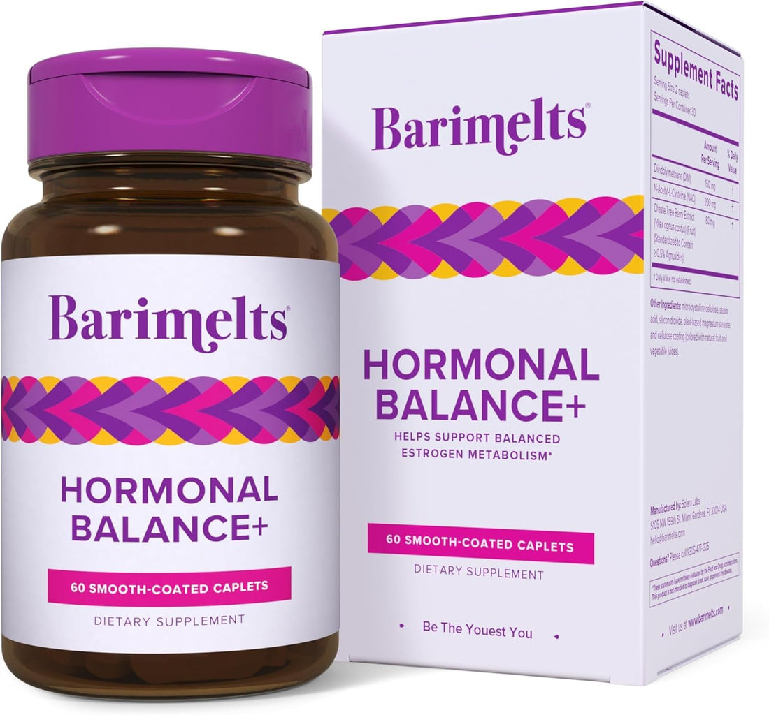 BariMelts Hormonal Balance+ for GLP-1 Users and Bariatric Patients - DIM, NAC & Chasteberry Supports Hormone Balance for Women - 60 Smooth-Coated Caplets (1-Month Supply) BariMelts uk supplements