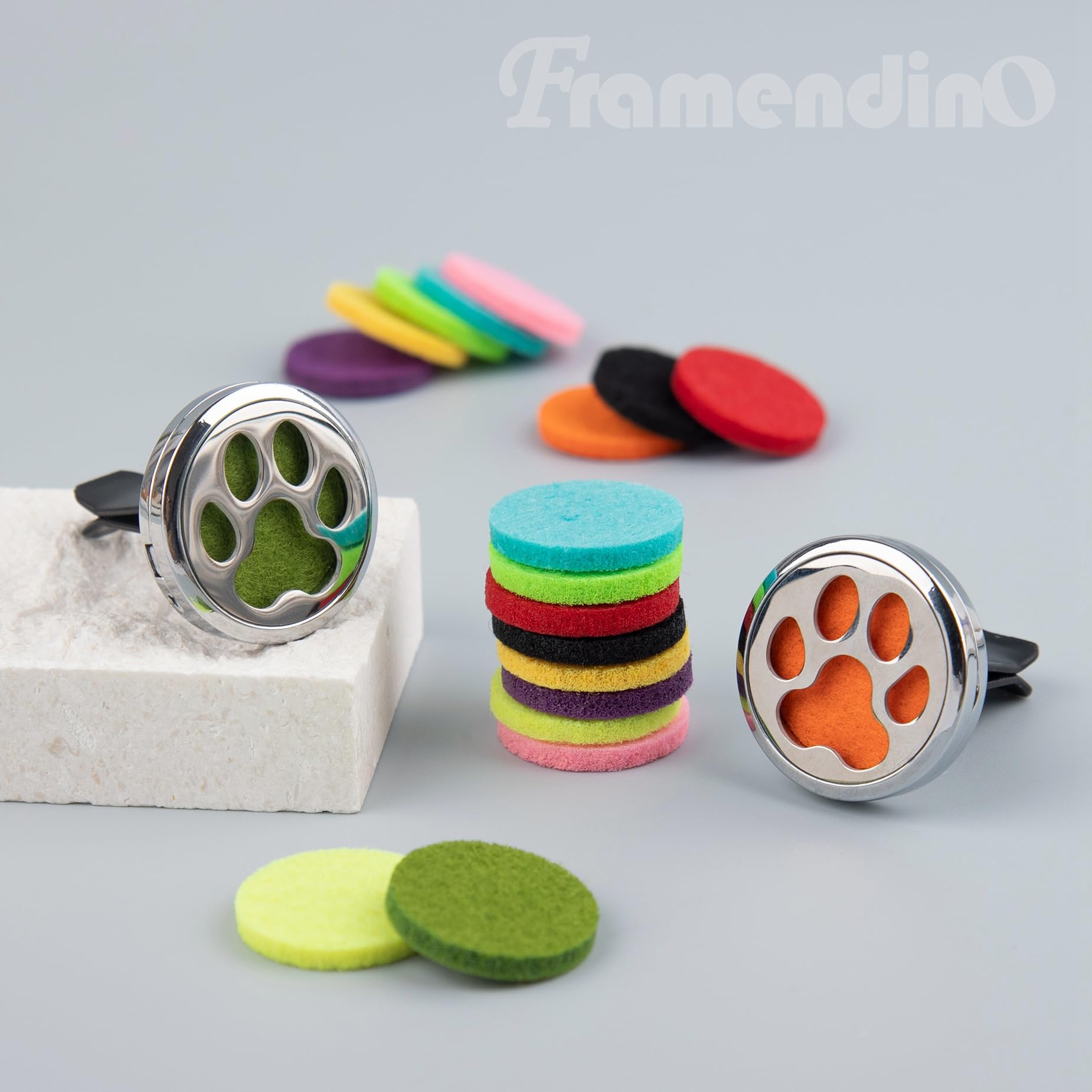 Framendino, 2 Pack Dog Paw Print Locket for Essential Oil Diffuser with 20 Felt Refill Pads Framendino uk supplements