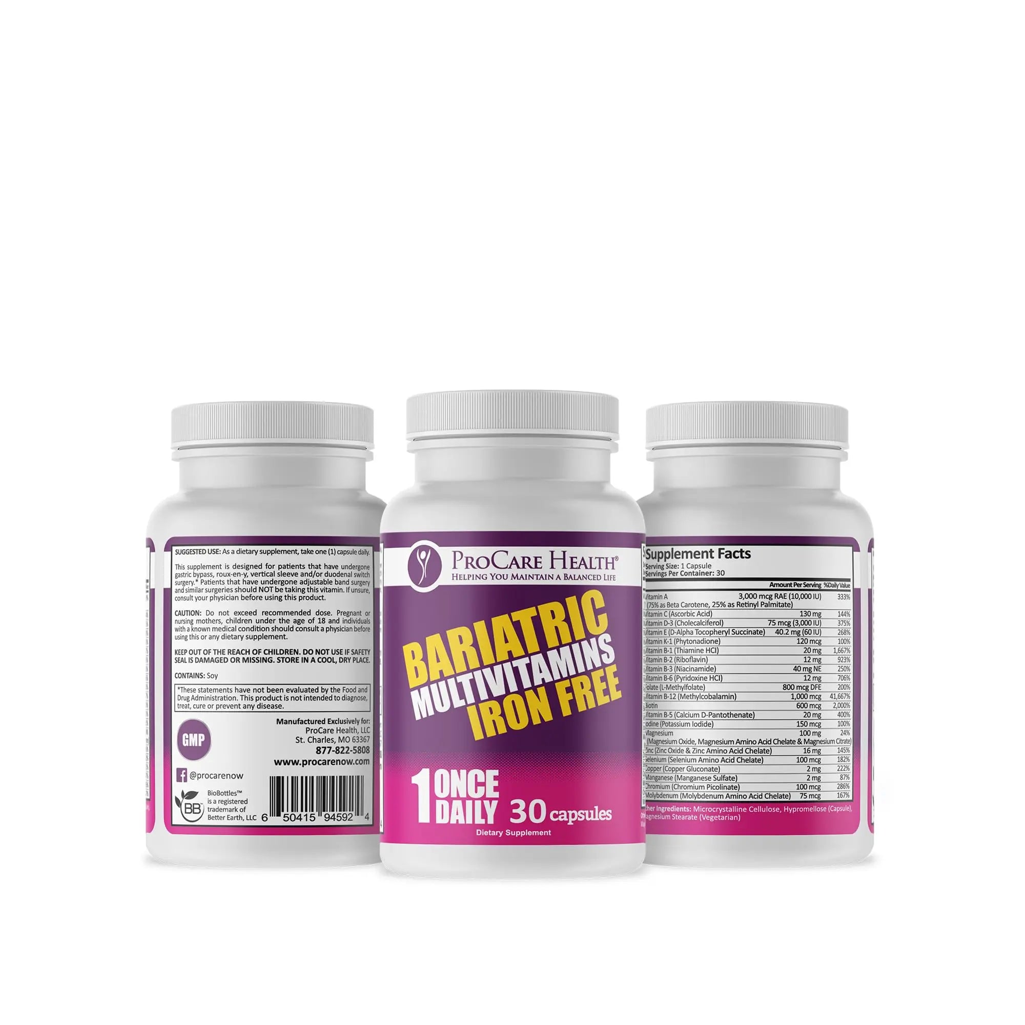 Procare Health Bariatric Multivitamin with Iron Free (30 Fast Dissolving Veggie Capsule) - Bariatric Vitamins for Gastric Sleeve & Gastric Bypass ProCare Health uk supplements