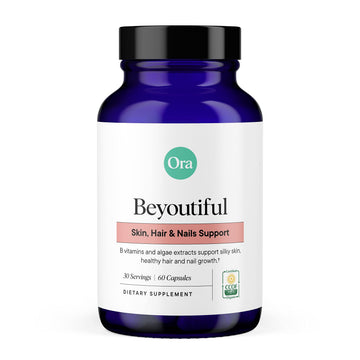 Ora Organic Hair, Skin, and Nails Support- BeYouTiful - Beauty Supplement with B Vitamins and Algae Extracts for Healthy Hair and Skin - 60 Vegan Capsules Ora Organic uk supplements