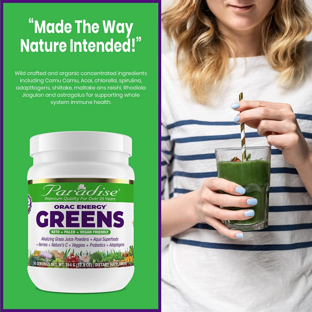 Paradise ORAC Energy Greens Powder Extract, Super Antioxidants, Probiotics for Gut Paradise Herbs uk supplements
