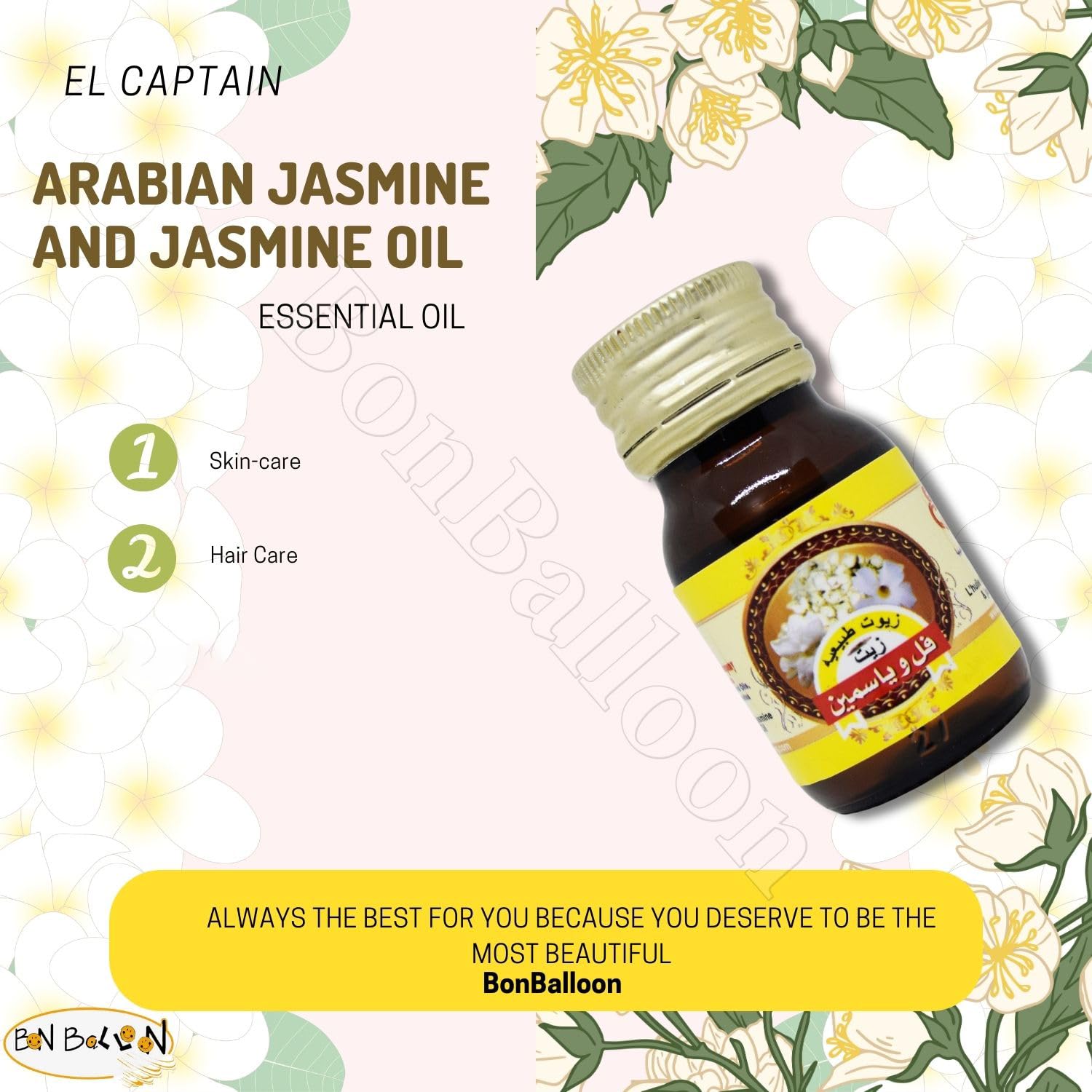 1 Pack Pure & Natural Jasmine Oil Cold Pressed El Captain Elcaptain Natural Concentrated Crude bonballoon uk supplements