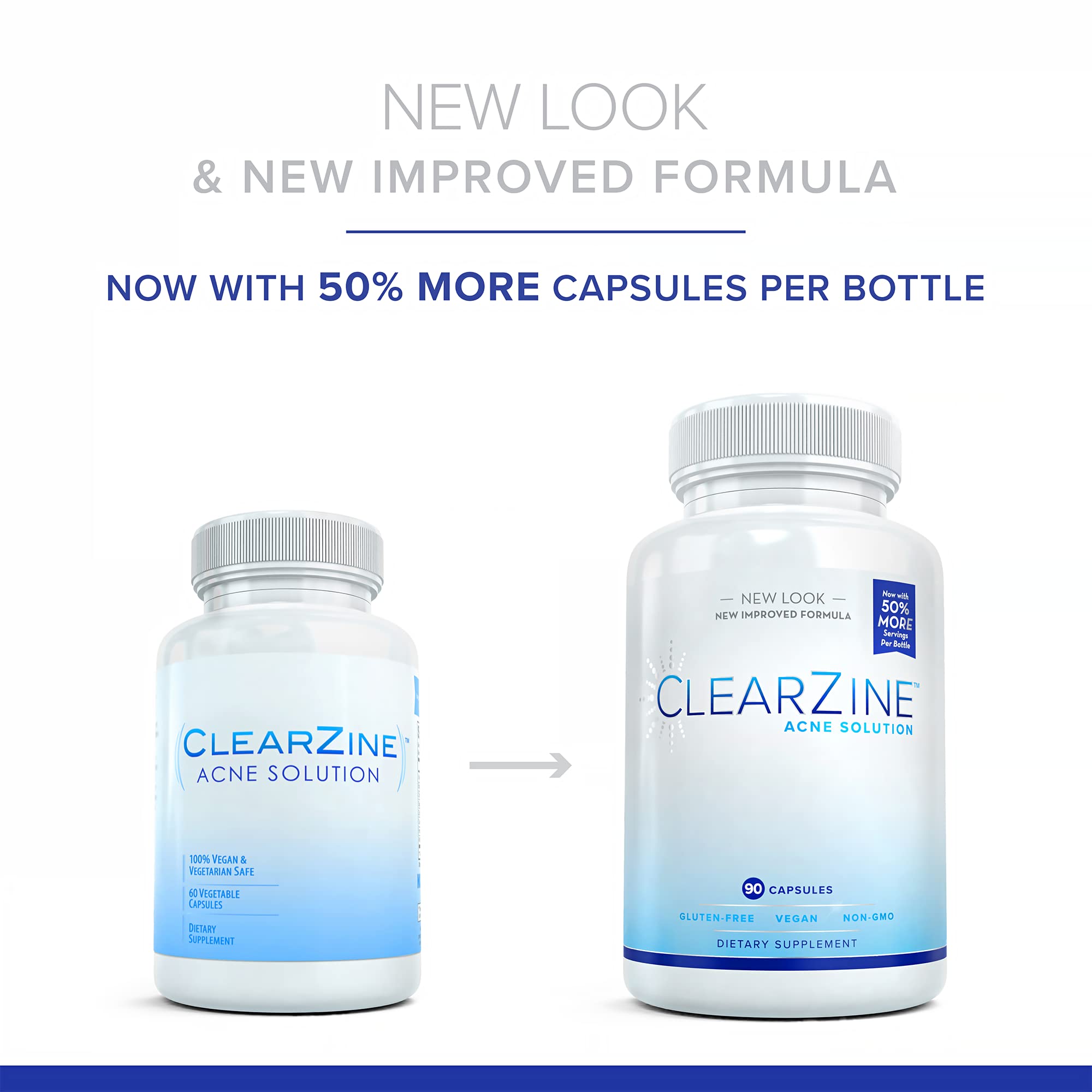 ClearZine Acne Pills for Teens & Adults | Clear Skin Supplement, Vitamins for Hormonal & Cystic Acne | Stop Breakouts, Oily Skin and Zits, 90 Caps ClearZine uk supplements