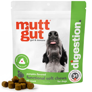 MuttGut® 3-in-1 Puppy & Dog Probiotics + Prebiotics + Postbiotics Chews - Promotes Digestive Health, Supports Immune System and Overall Health - Dog Diarrhea Relief & Immune Support - 60 Soft Chews MUTTGUT uk supplements