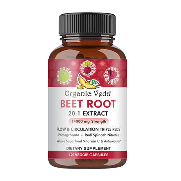 Organic Veda Beet Root Capsules - Triple Reds Nitric Oxide Beets Supplements - Concentrated Organic Veda uk supplements