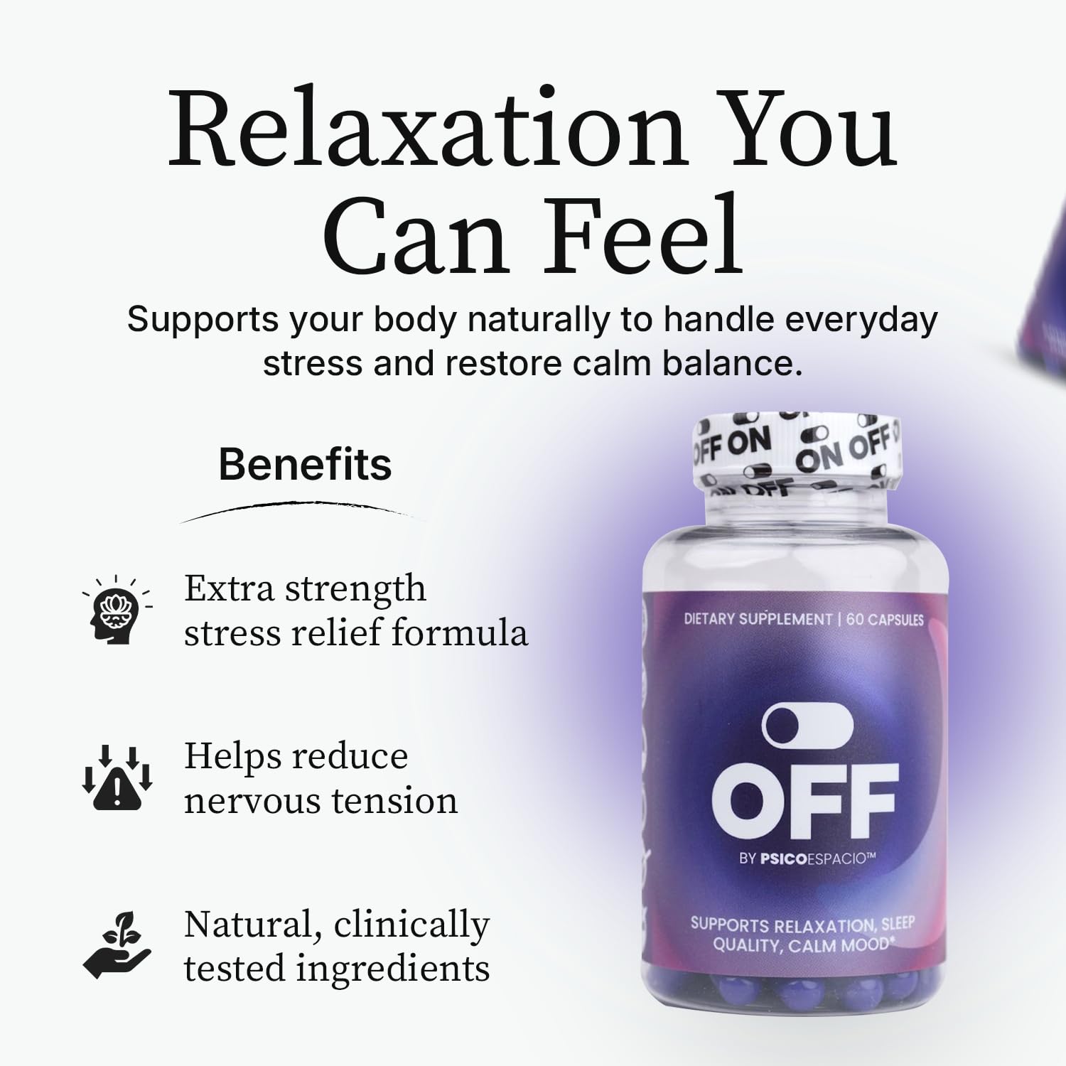 PSICÓESPACIO ON & Off Day & Night Supplement Bundle – Natural Energy with Ashwagandha + Sleep Aid with Melatonin & L-Theanine for Adults, Focus, Relaxation & Mood Support, 60 Count Each OFF BY PSICOESPACIO uk supplements