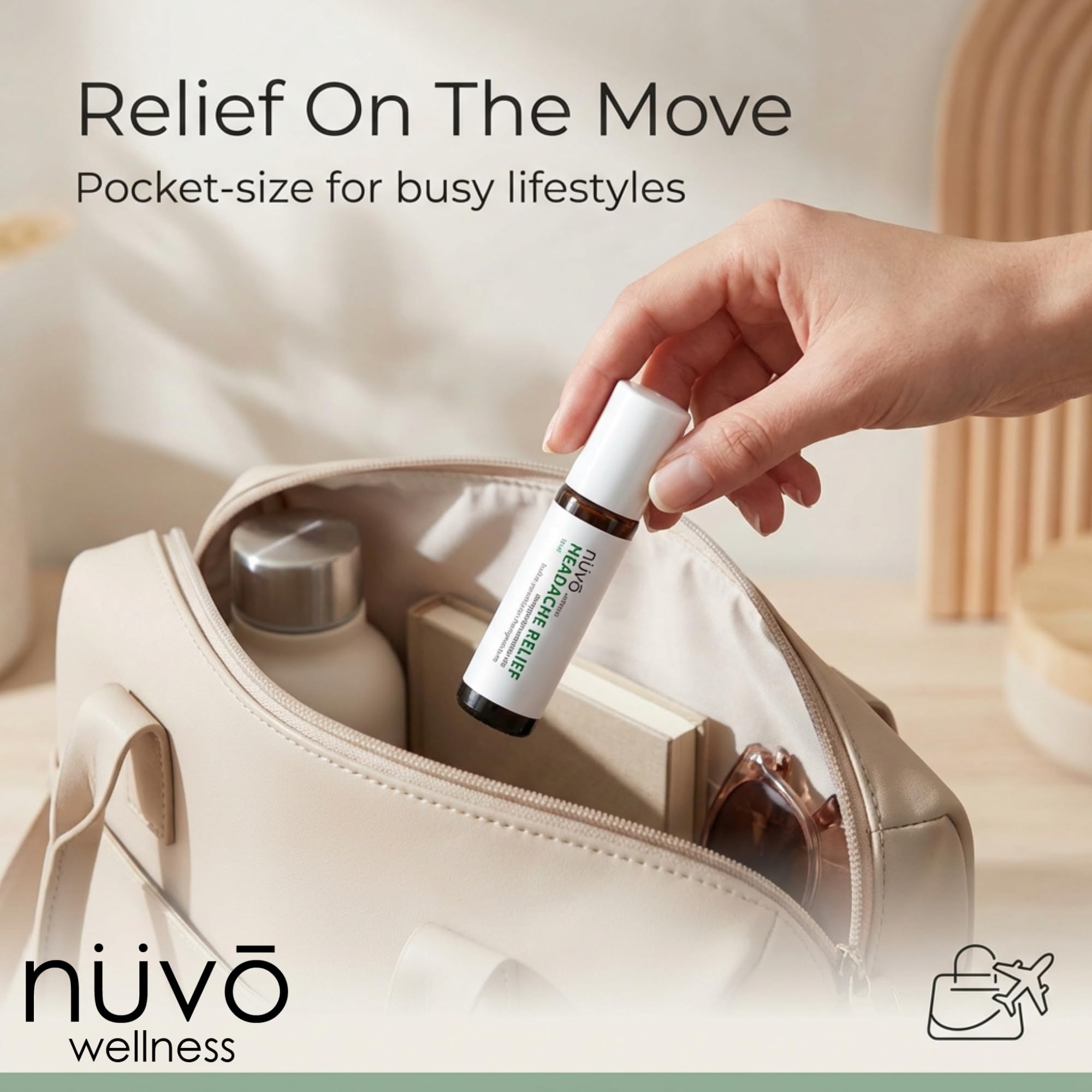 Migraine Relief Roll-On, Made with Peppermint, Lavender, Eucalyptus, & Other Aromatherapy Essential Oils, for Headaches, and Sore Muscles NUVO WELLNESS uk supplements