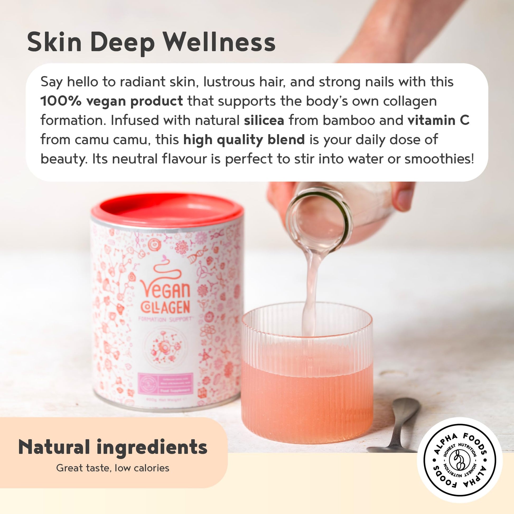 Vegan Collagen Powder with Hyaluronic Acid - Unflavoured 400g Powder Alpha Foods uk supplements