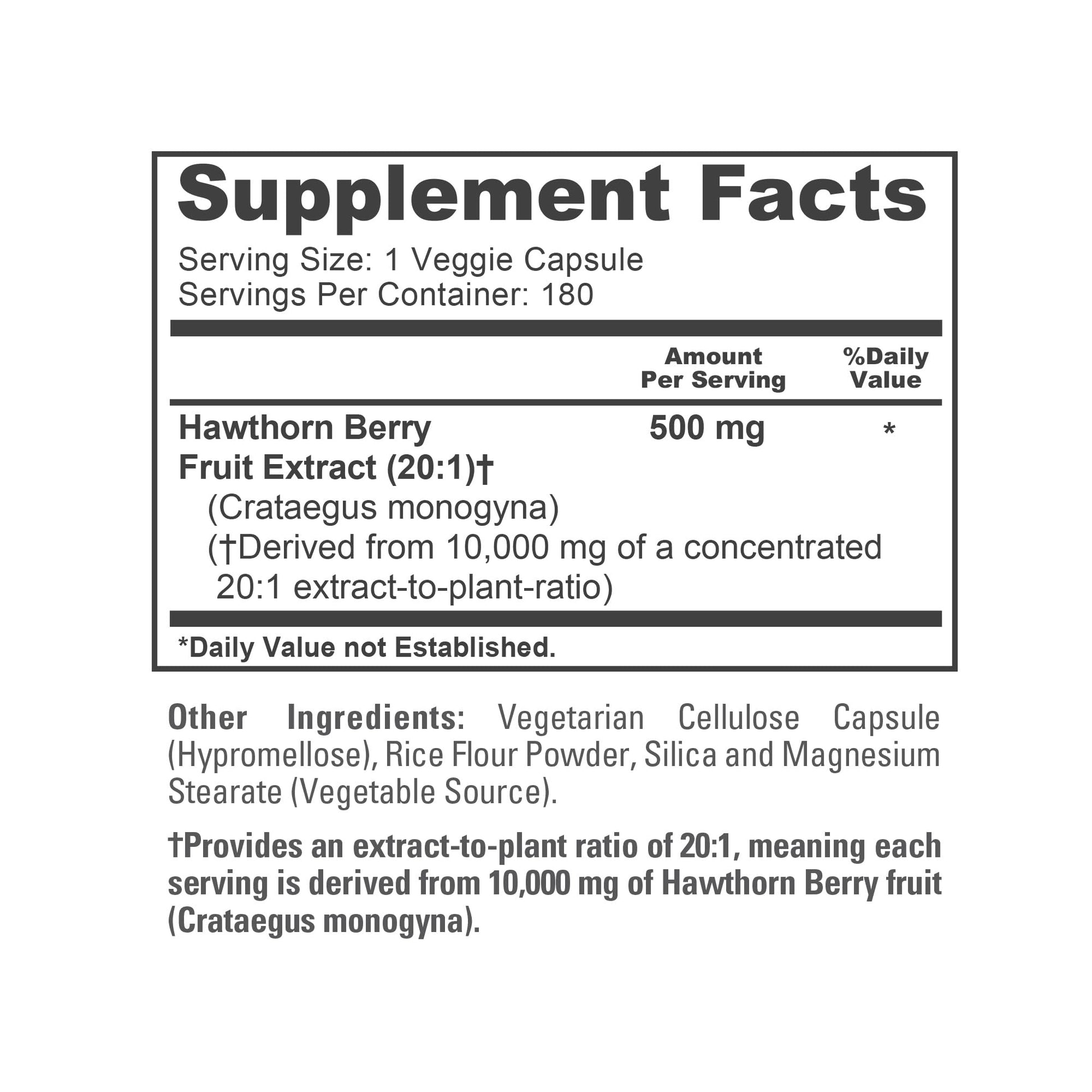 NusaPure Hawthorn Berry 20:1 Extract, 500 mg Equivalent to 10,000 mg 180 Veg Caps, Suitable for Vegetarians, Vegan, Non-GMO Dietary Supplement NusaPure uk supplements