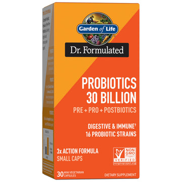 Garden of Life Dr Formulated Probiotics 30 Billion CFU Pre + Pro + Postbiotics for Men and Women Digestive and Immune Support, Potato, Acacia, Postbiotic Metabolites, 30 Mini Vegetarian Capsules Garden of Life uk supplements