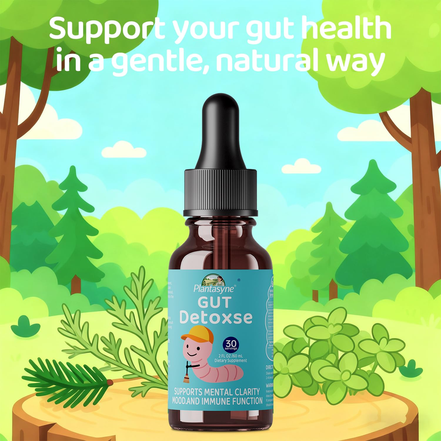 Plantasyne Herbal Gut Cleanse Drops with Black Walnut Hull & Barberry Root | Gentle Liquid Detox for Gut & Colon Support | for Adults & Kids|30 Servings Plantasyne uk supplements