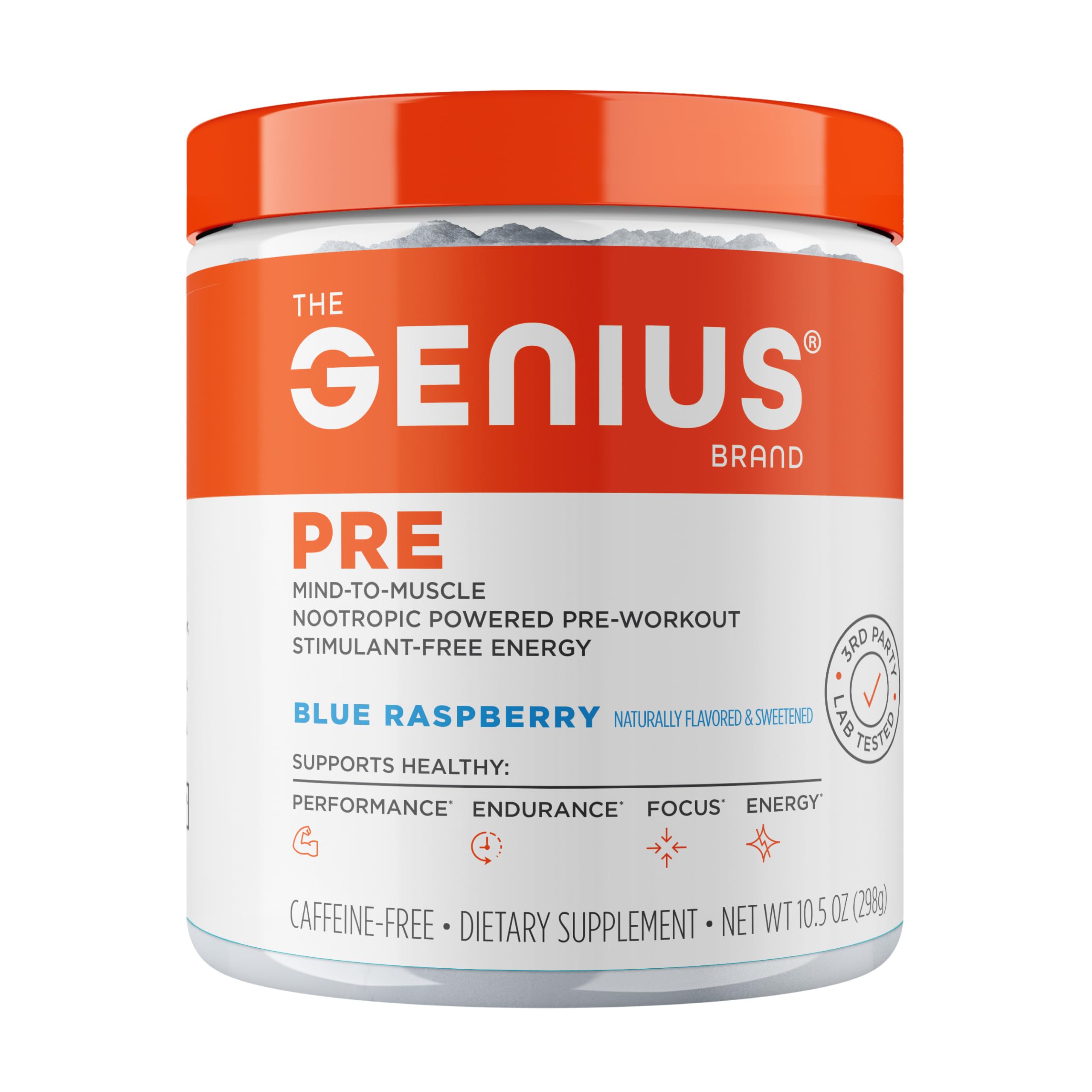 The Genius Brand Genius Pre - Clean Pre-Workout Powder for Energy, Focus & Fitness Support - No Artificial Flavors, Preservatives, or Proprietary Blends - Non-GMO - 20 Servings - Blue Raspberry The Genius Brand uk supplements