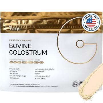 Folqs Bovine Colostrum Powder – First-Day Milking for Immune & Gut Support – 60 Servings – Supports Skin & Tissue Health – Made in USA - Amino Acids, Vitamins, Minerals – Kosher - Sustainably Sourced Folqs uk supplements