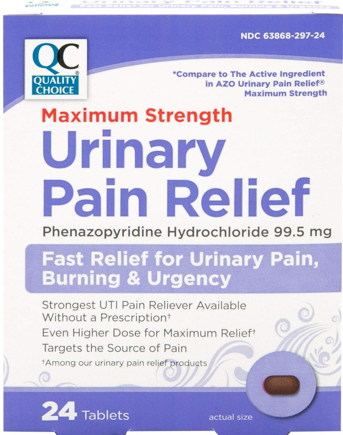 Quality Choice Max Strength Urinary Pain Relief, Maximum Strength Fast Relief of UTI Pain, Burning, and Feeling of Urgency to Pee, 24 Count Package of Tablets Quality Choice uk supplements