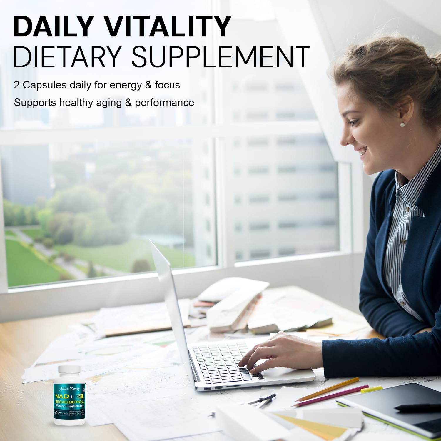 NAD+ Resveratrol Supplement with Quercetin – NMN Alternative for Cellular Energy Support, Focus & Healthy Aging – High Potency 500mg NAD+ Formula, Vegan, Non-GMO, Gluten-Free, Made in USA, 60 Capsules Active Bounty uk supplements