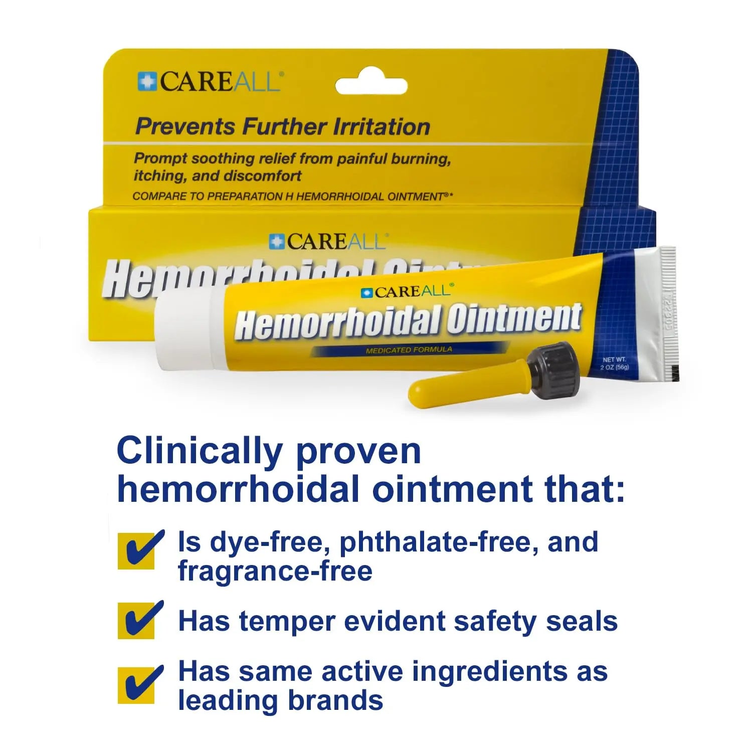 CareAll Hemorrhoidal Ointment 2.0 oz with Applicator. Helps Relieve Burning, Itching, and Discomfort Associated with Inflamed Hemorrhoidal Tissues. Dye, Phthalate, and Fragrance Free CareAll uk supplements