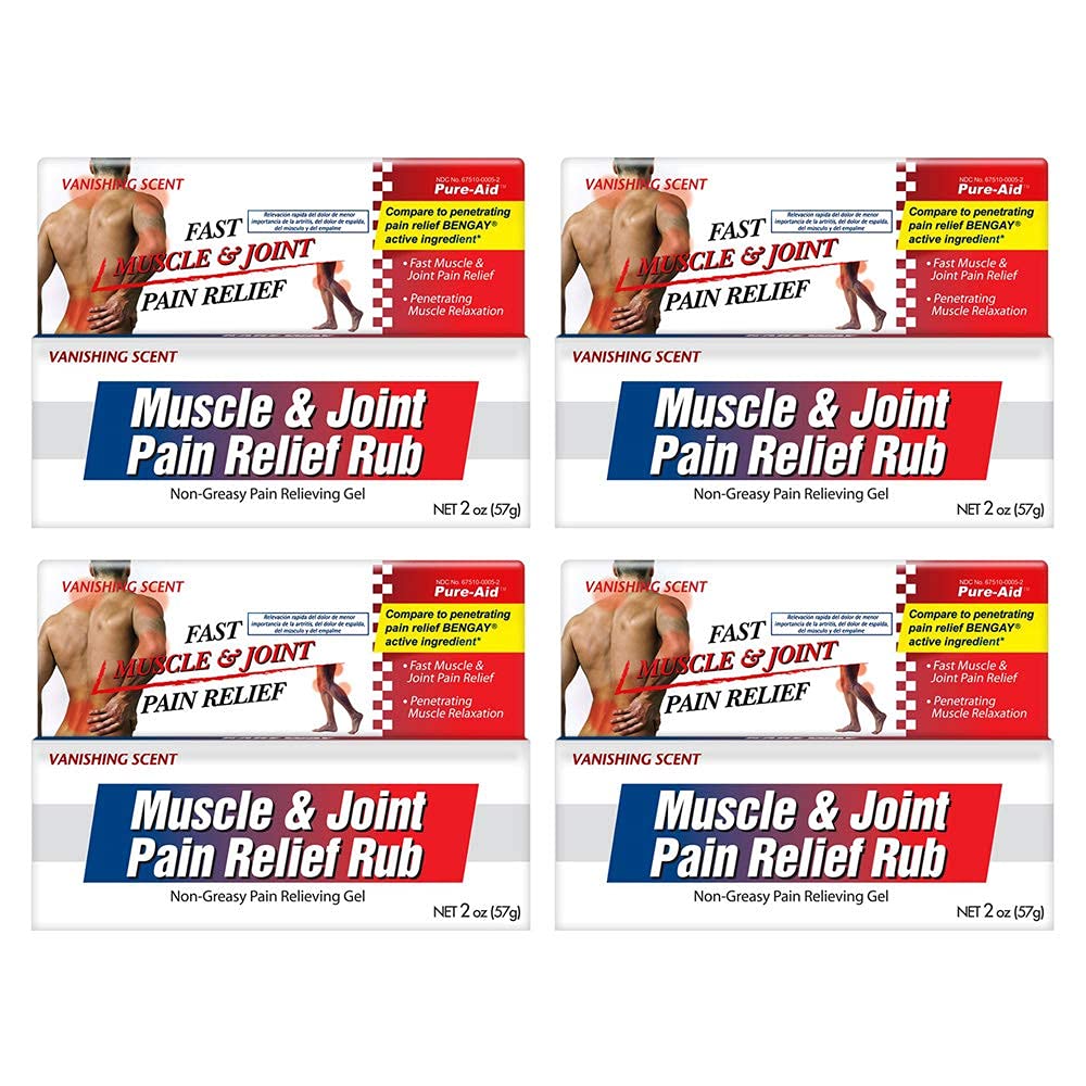 Pure-Aid Muscle & Joint Pain Relief Rub, Fast Relief from Minor Arthritis, Backache, Muscle & Joint Pain Non-Greasy Cream, 2oz (4pk) Pure-Aid uk supplements
