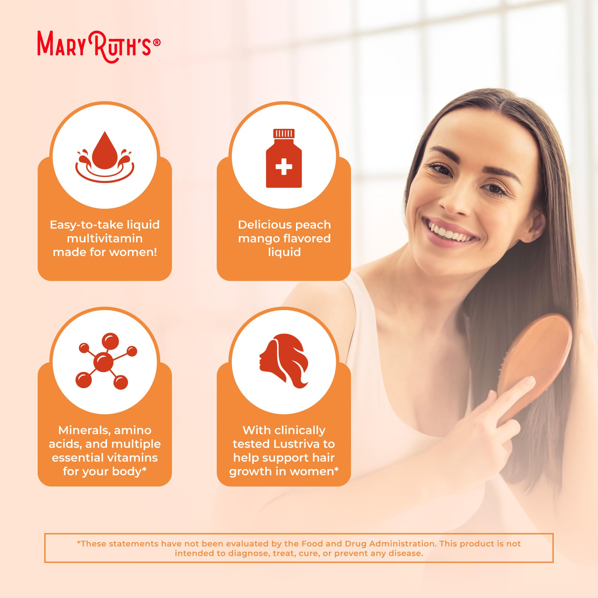 MaryRuth's Liquid Multivitamin+Hair Growth | Clinically Tested for Thicker Hair & Facial Wrinkles in Women | Biotin 10000mcg | Lustriva Hair Growth Supplement | MaryRuth Organics uk supplements