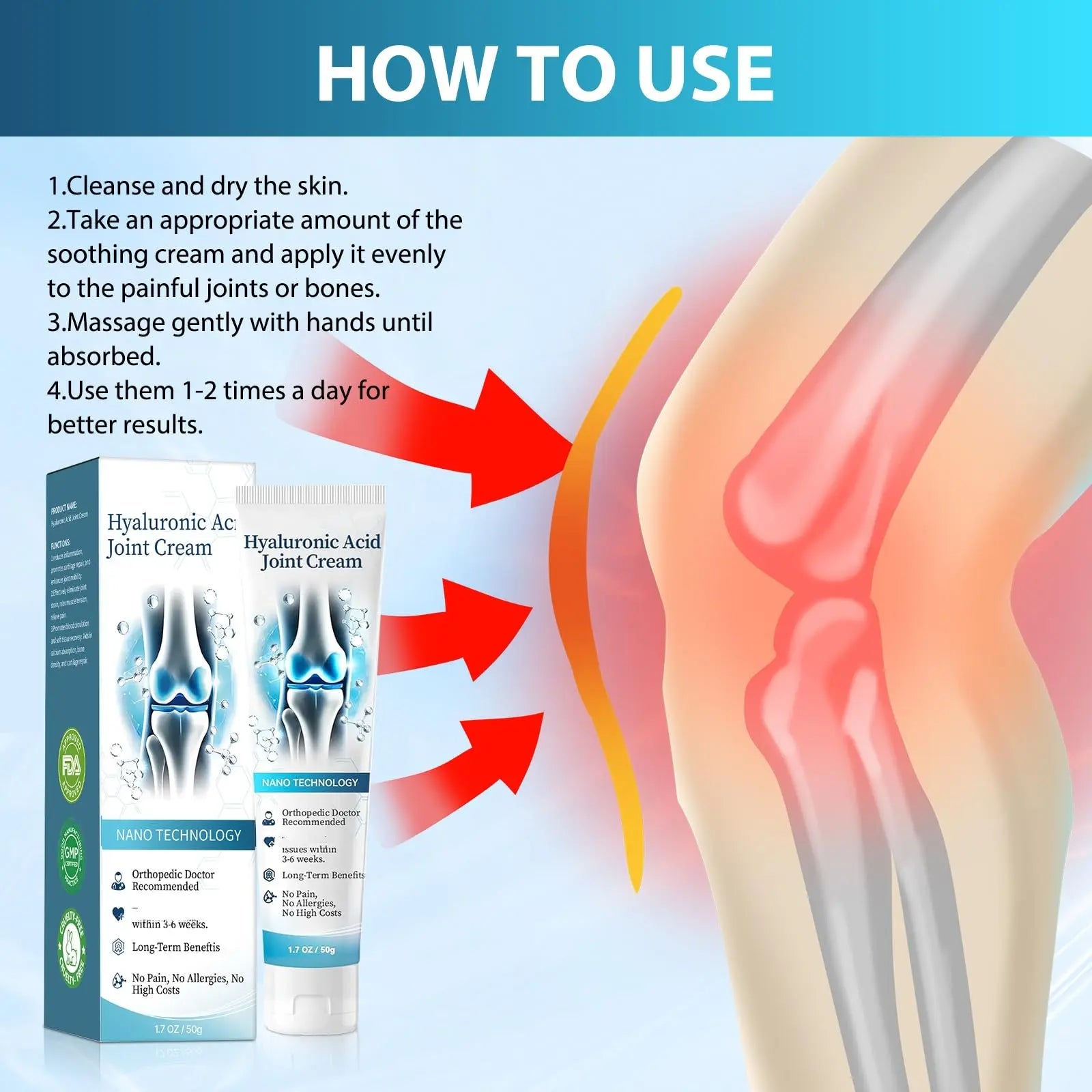 2 PCS Hyaluronic Acid Joint R-epair Gel, Soothing Massage Gel, Quickly Relieve Joint discomfort for Back, Neck, Kne, Soothing Relief for Dry, Cracked Skin Joint Activities Throughout The Body SANZHUAN uk supplements