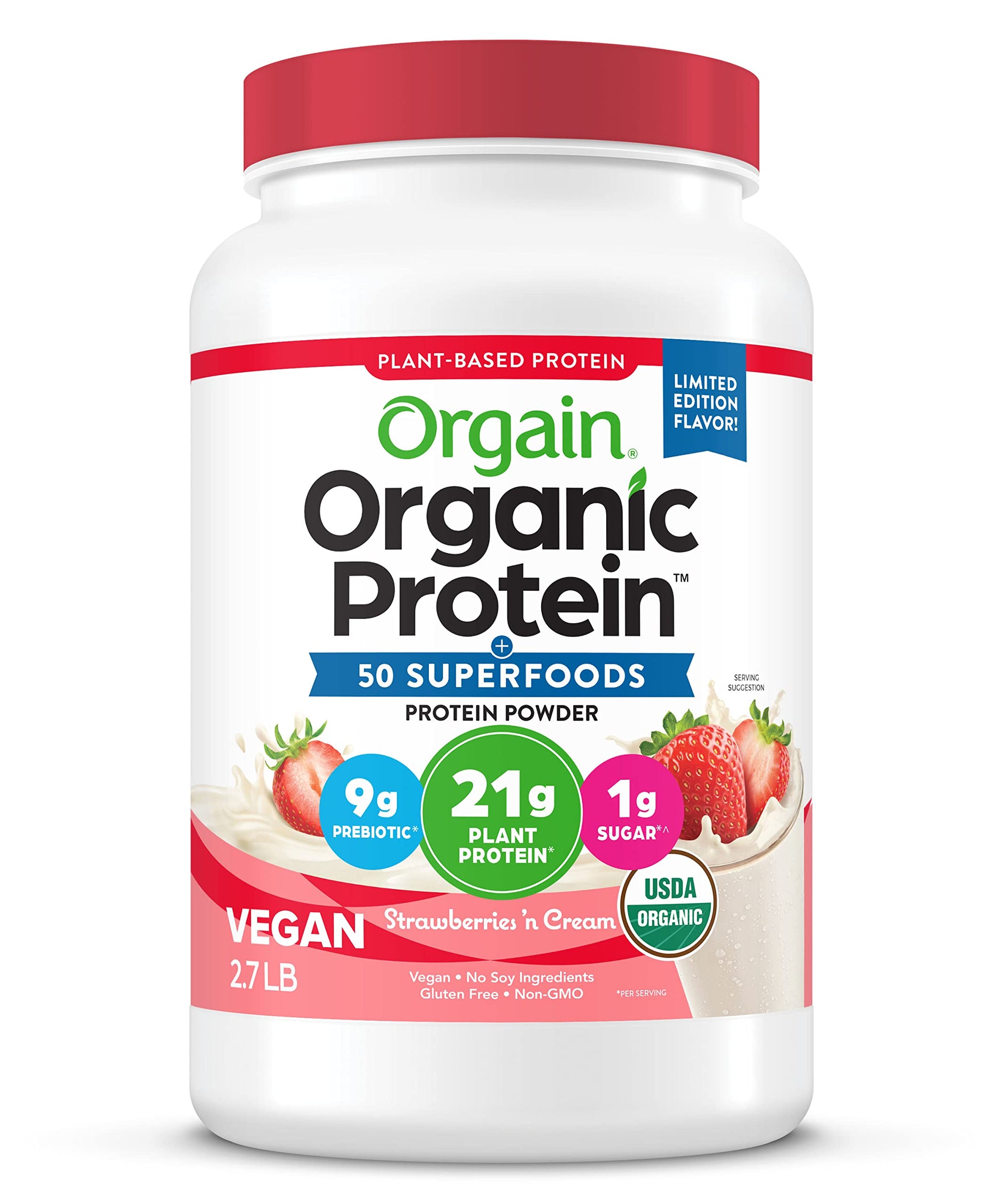 Orgain Organic Vegan Protein Powder + 50 Superfoods, Strawberries and Cream Orgain uk supplements