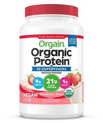Orgain Organic Vegan Protein Powder + 50 Superfoods, Strawberries and Cream Orgain uk supplements