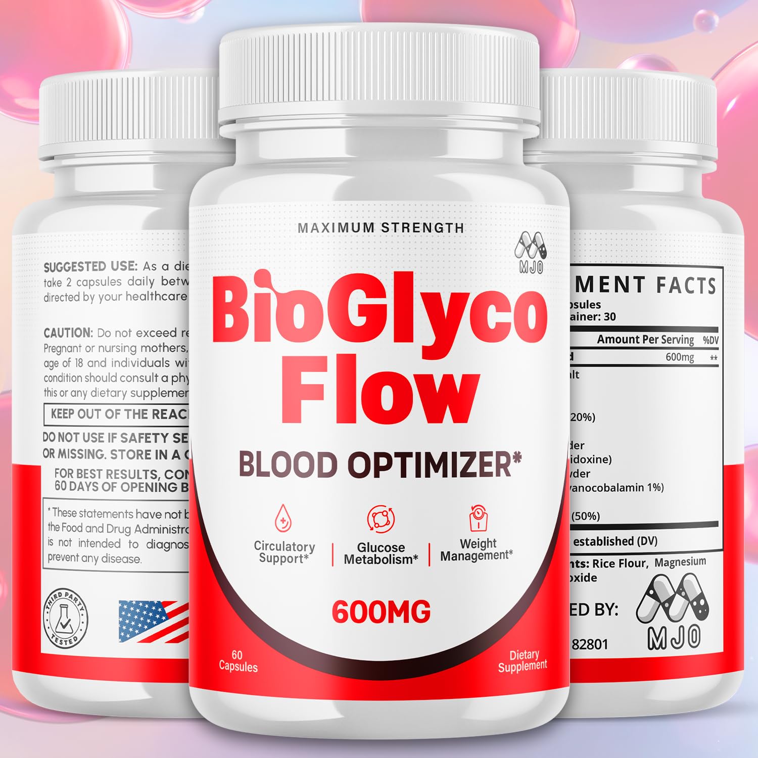 (2 Pack) BioGlyco Flow Blood Optimizer Capsules, Official BioGlyco Flow Pills with All Natural Ingredients, Advanced Health and Wellness Supplement with Maximum Strength Multivitamins (120 Capsules) MJO uk supplements