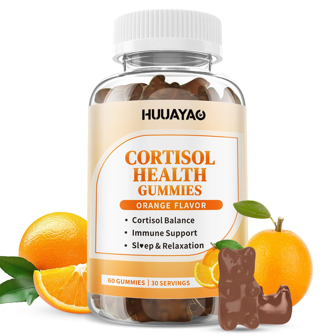 15-in-1 Cortisol Gummies, Cortisol Supplements with Magnesium Glycinate Ashwagandha Rhodiola Rose and L-theanine Complex for Relaxation, Zzz Support and Cortisol Levels, Orange Flavor, 60 Count HUUAYAO uk supplements