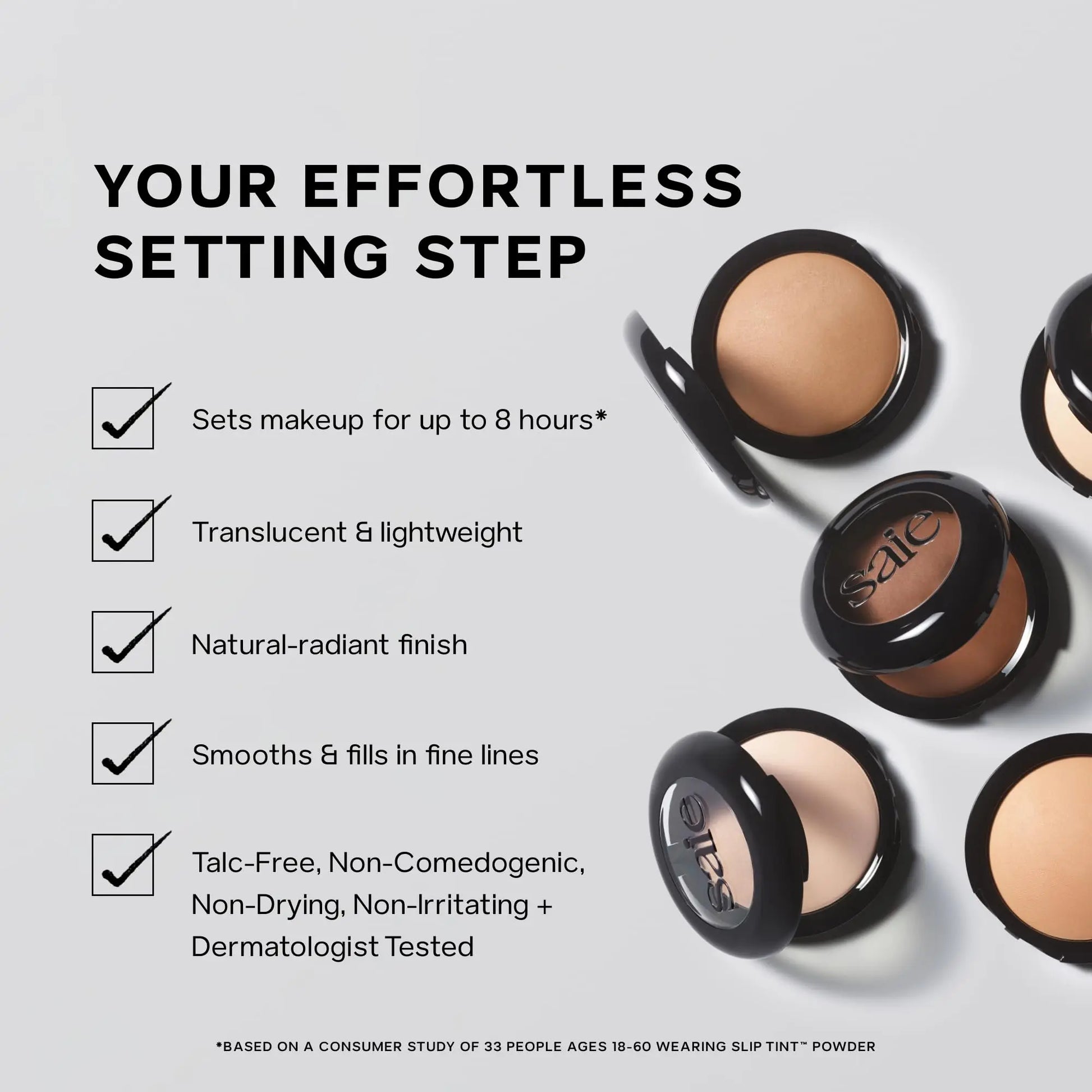Saie Slip Tint Baked Setting Powder - Translucent Powder for Face Makeup with a Natural-Radiant Finish - Blurs, Brightens & Smooths Complexion - Translucent 2 - Light to Medium (0.24 oz) Saie uk supplements