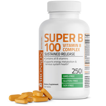 Bronson Super B 100 Vitamin B Complex Sustained Release Contains All B Vitamins Bronson uk supplements
