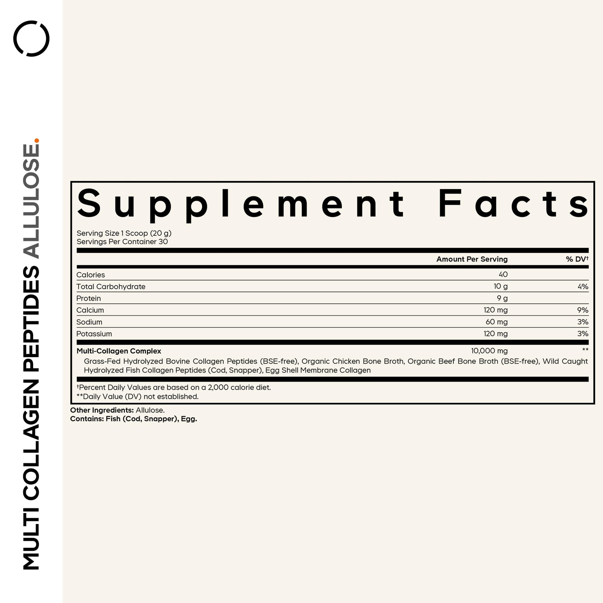 Codeage Multi Collagen Peptides Powder + Allulose - 5 Types - Grass-Fed Collagen - Rare Sugar Allulose Supplement - 0 Calorie Sweetener & 0 Carbs - 18 Amino Acids - Unflavored - Non-GMO - 30 Servings Codeage uk supplements