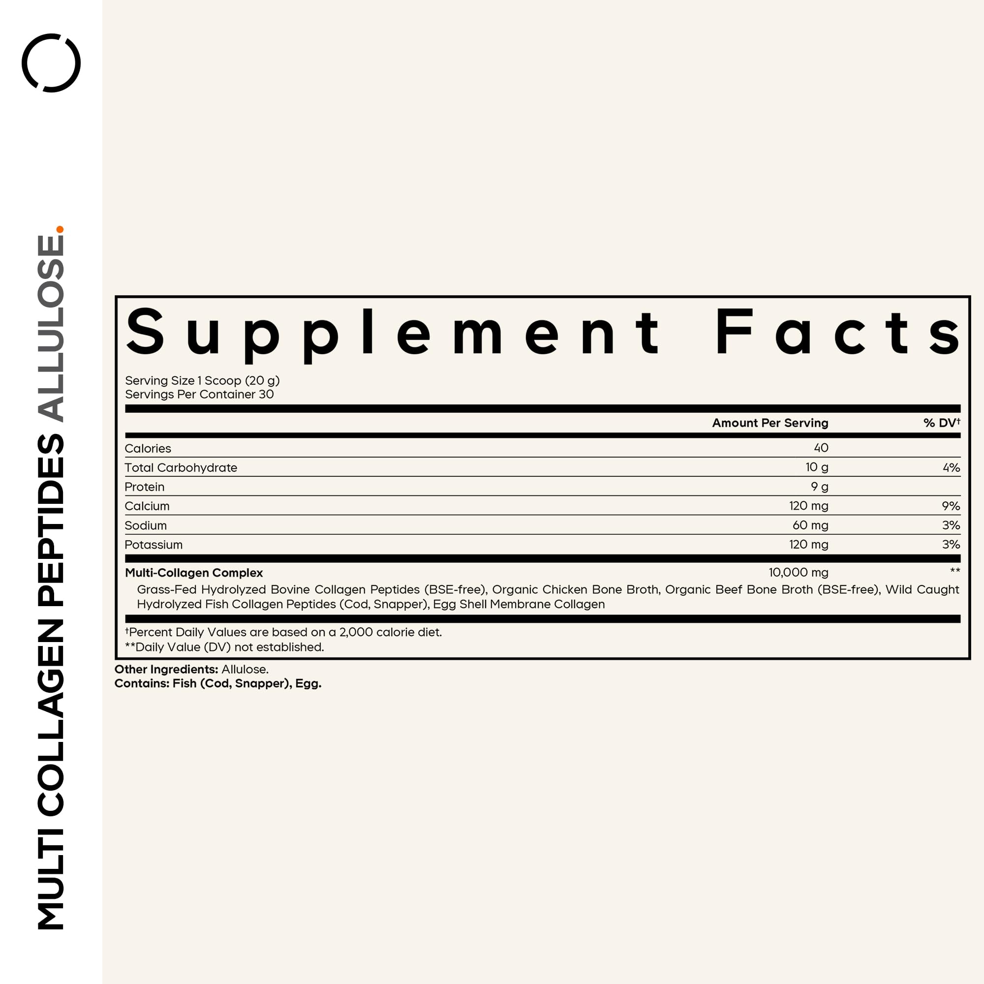 Codeage Multi Collagen Peptides Powder + Allulose - 5 Types - Grass-Fed Collagen - Rare Sugar Allulose Supplement - 0 Calorie Sweetener & 0 Carbs - 18 Amino Acids - Unflavored - Non-GMO - 30 Servings Codeage uk supplements